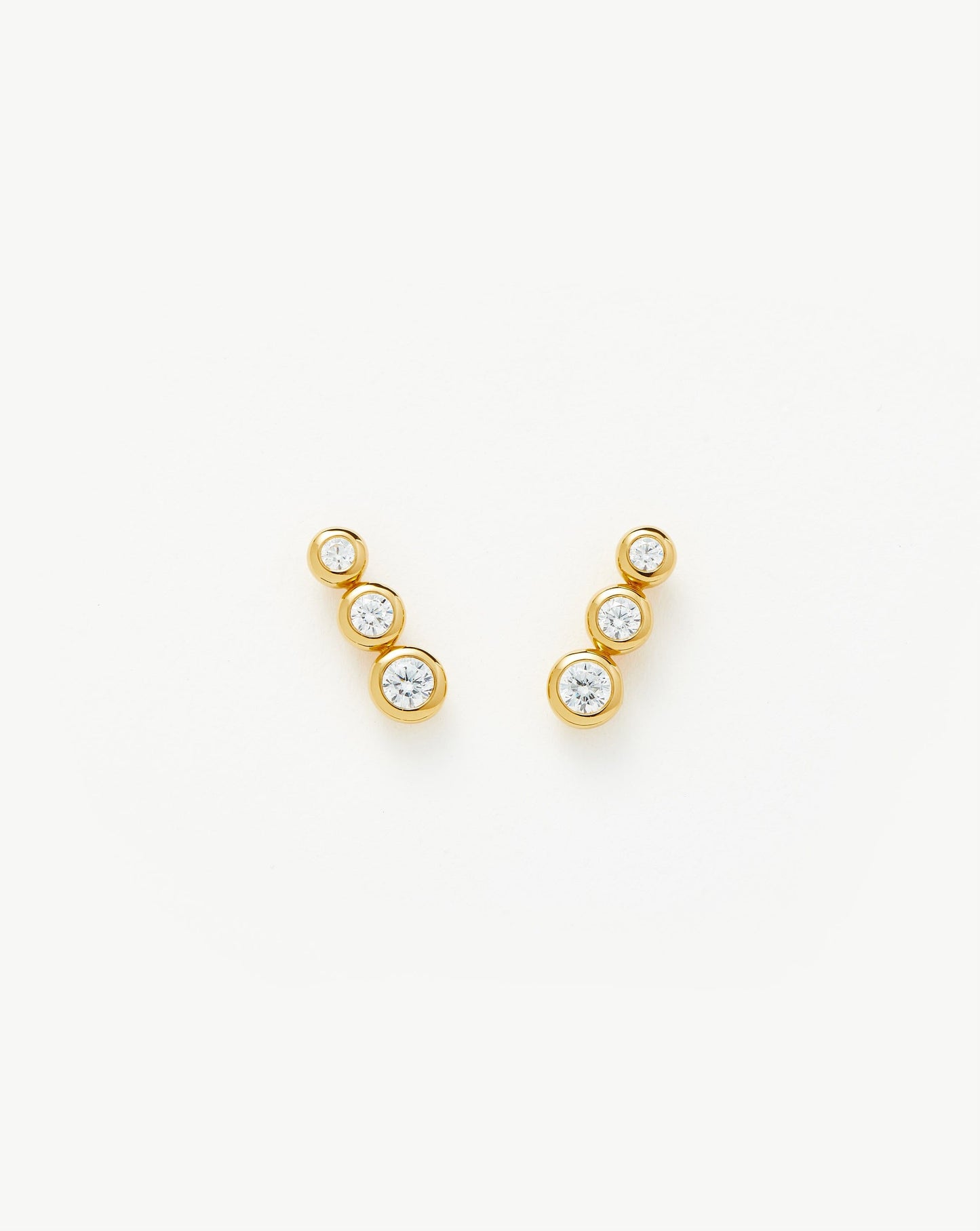 Triple Stone Stud Earrings