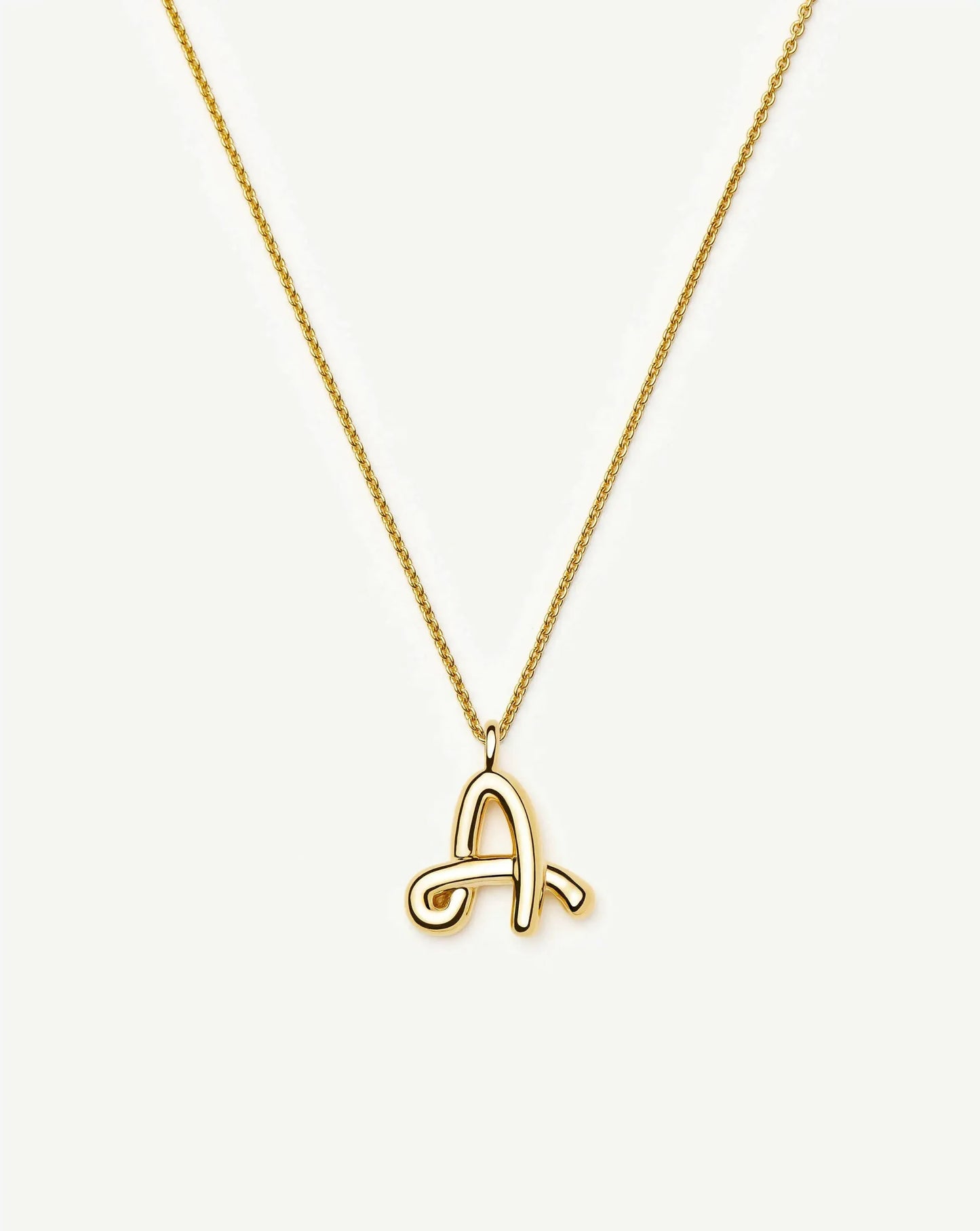 Curly Molten Initial Pendant Necklace - A
