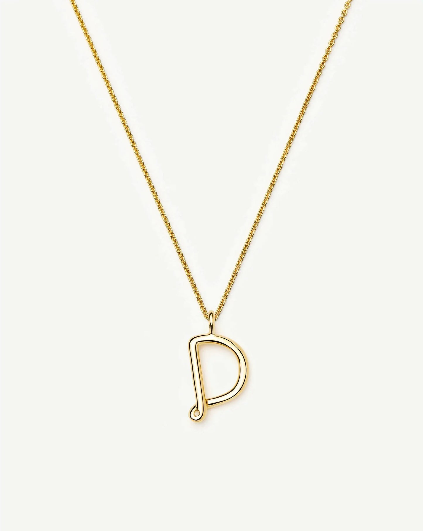 Curly Molten Initial Pendant Necklace - D