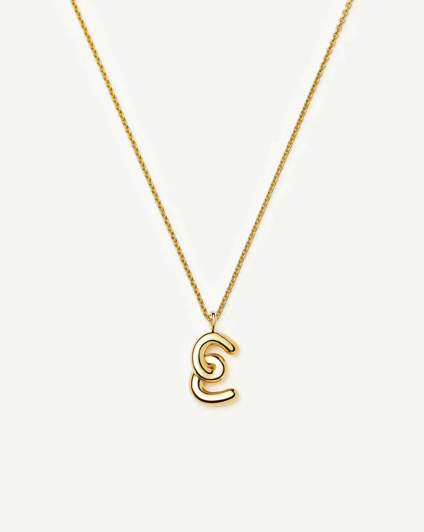 Curly Molten Initial Pendant Necklace - E
