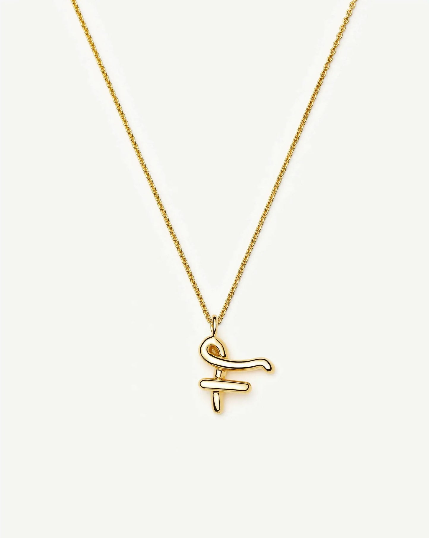 Curly Molten Initial Pendant Necklace - F