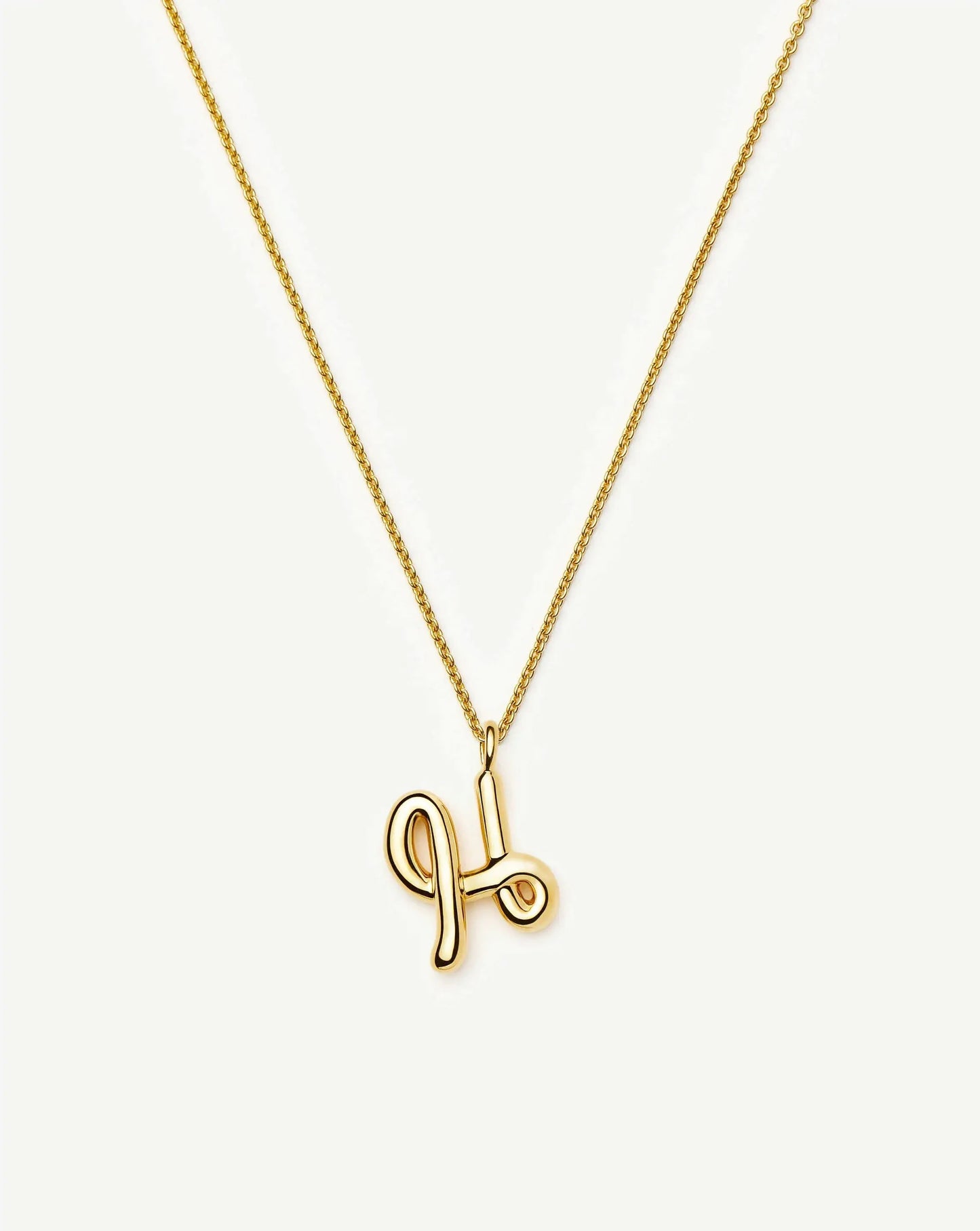 Curly Molten Initial Pendant Necklace - H