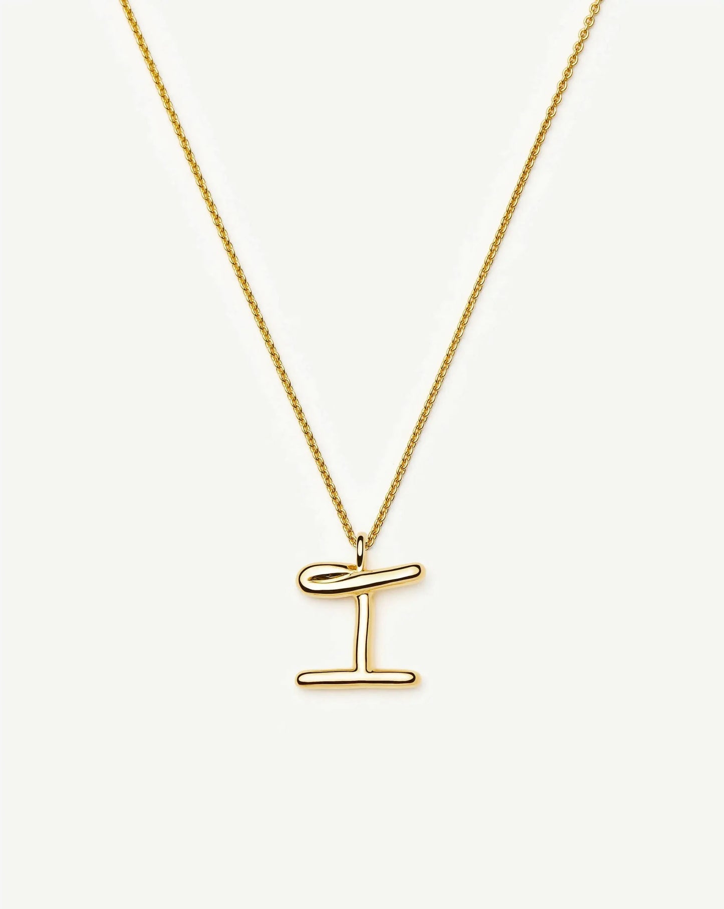 Curly Molten Initial Pendant Necklace - I