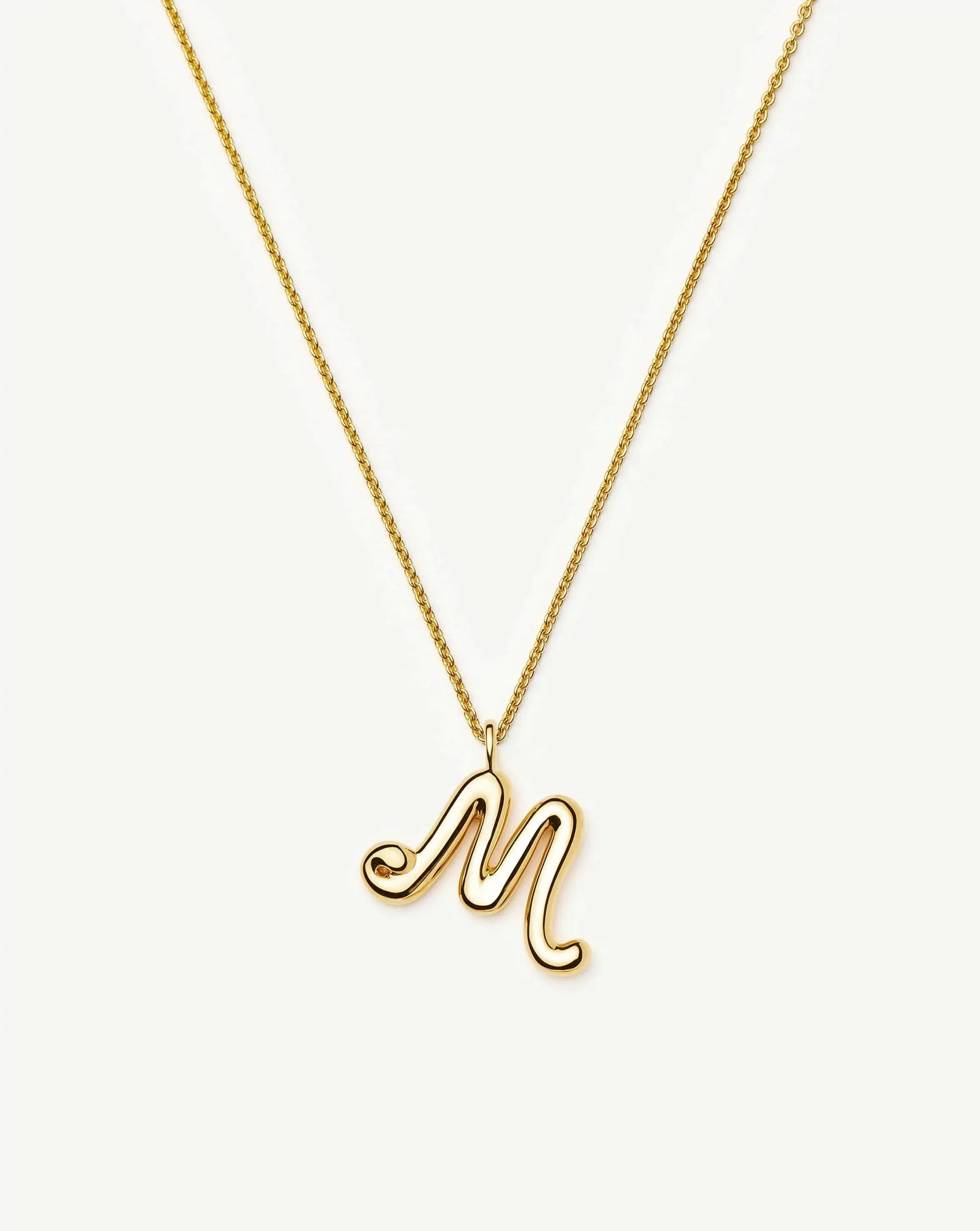 Curly Molten Initial Pendant Necklace - M
