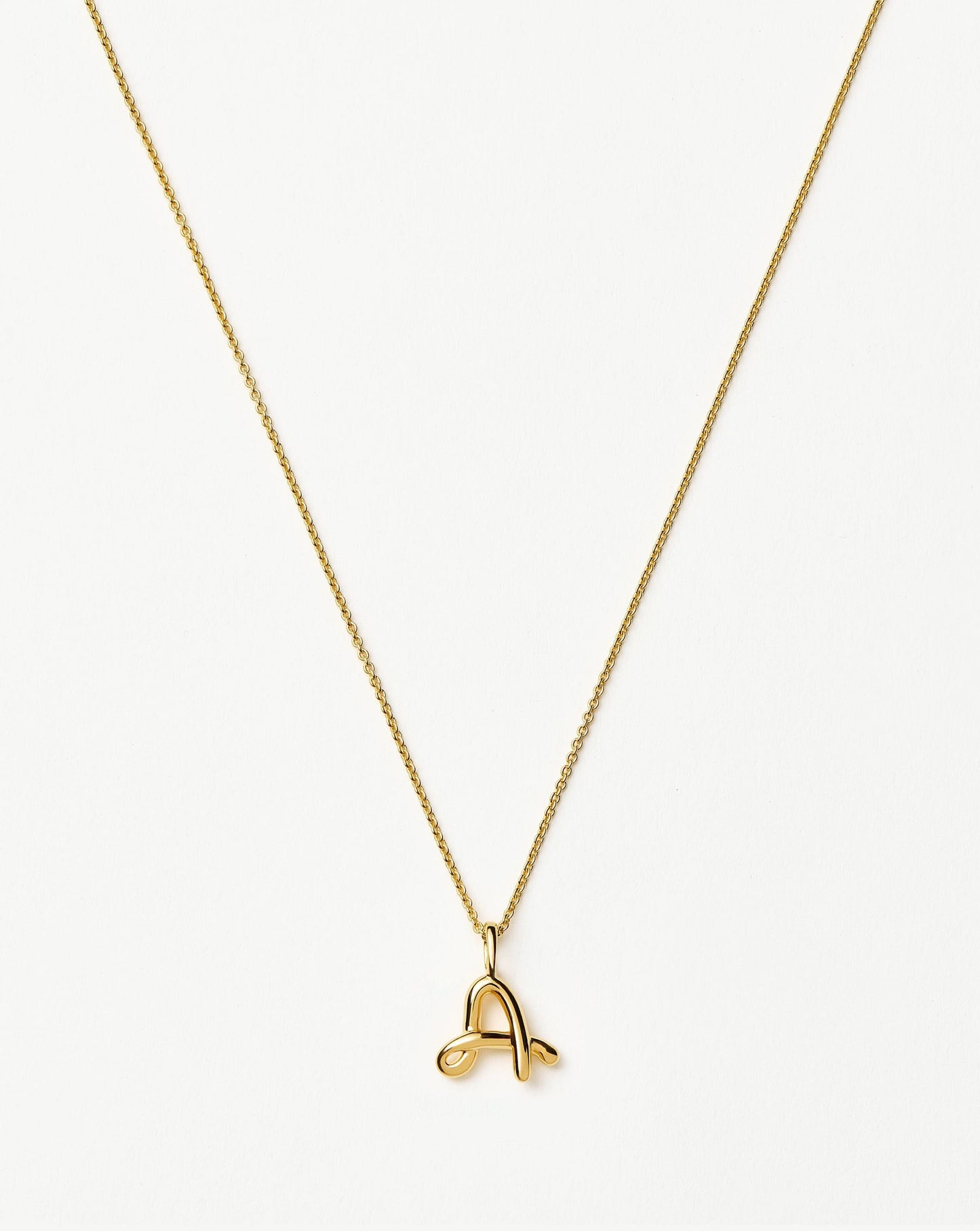 Curly Molten Mini Initial Necklace - A