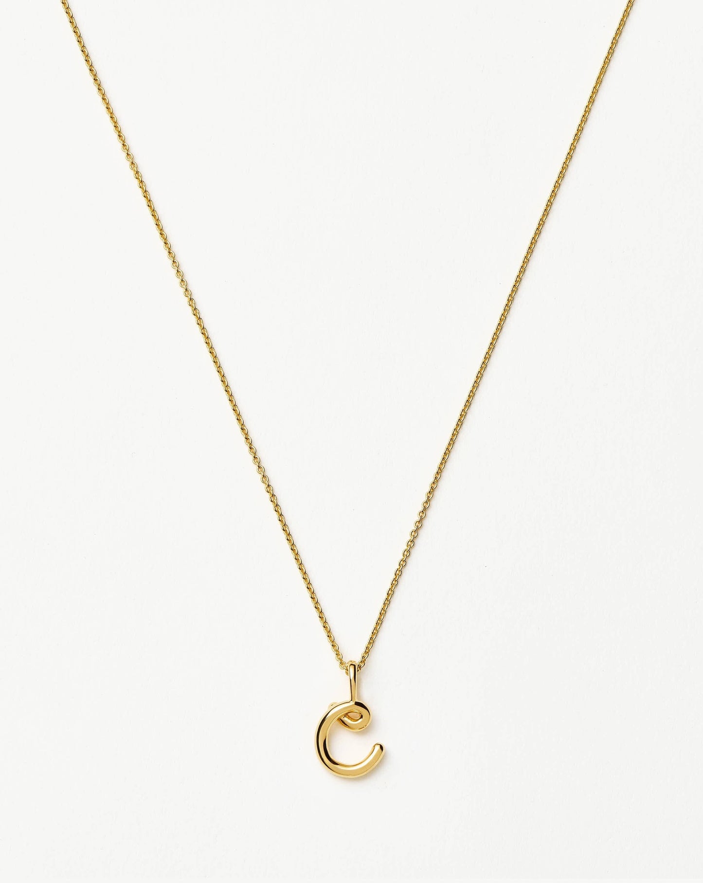Curly Molten Mini Initial Necklace - C