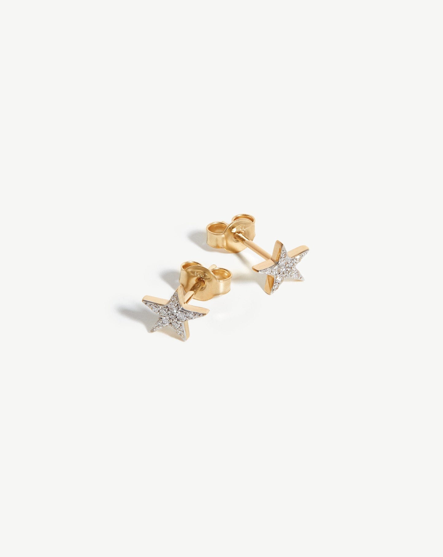 Solid Gold Diamond Small Star Stud Earrings