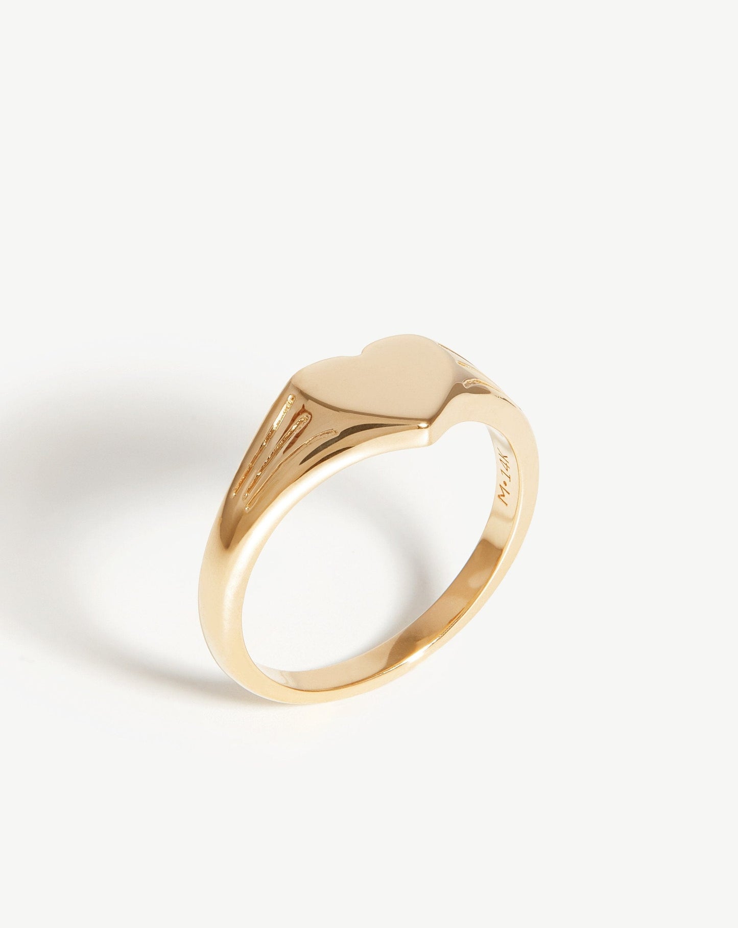 Solid Gold Engravable Heart Signet Ring