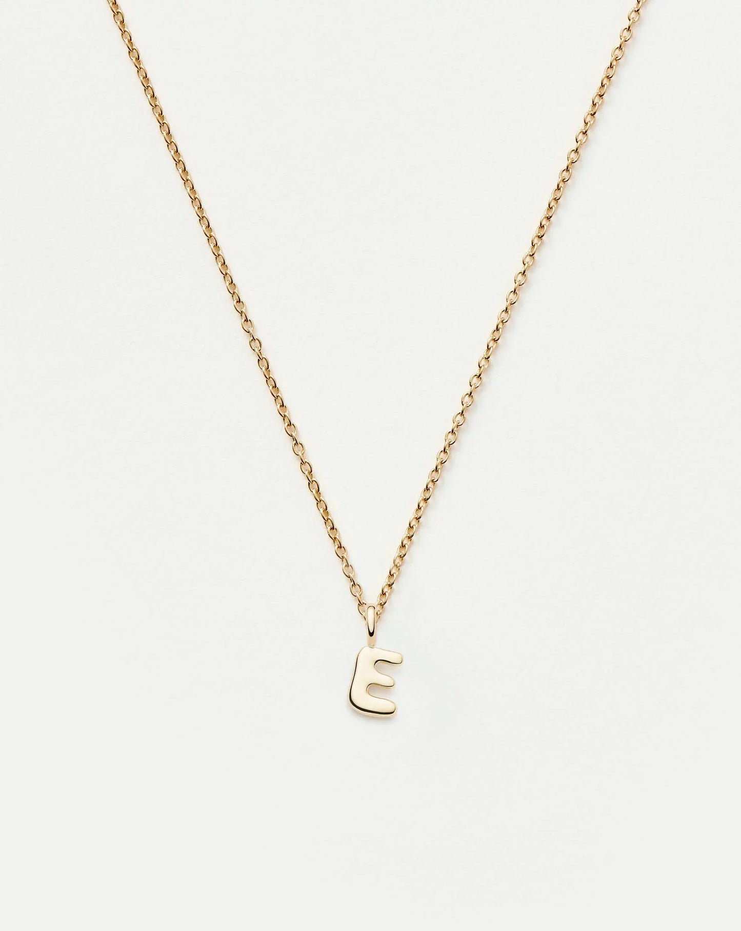 Solid Gold Initial Mini Pendant Necklace - E
