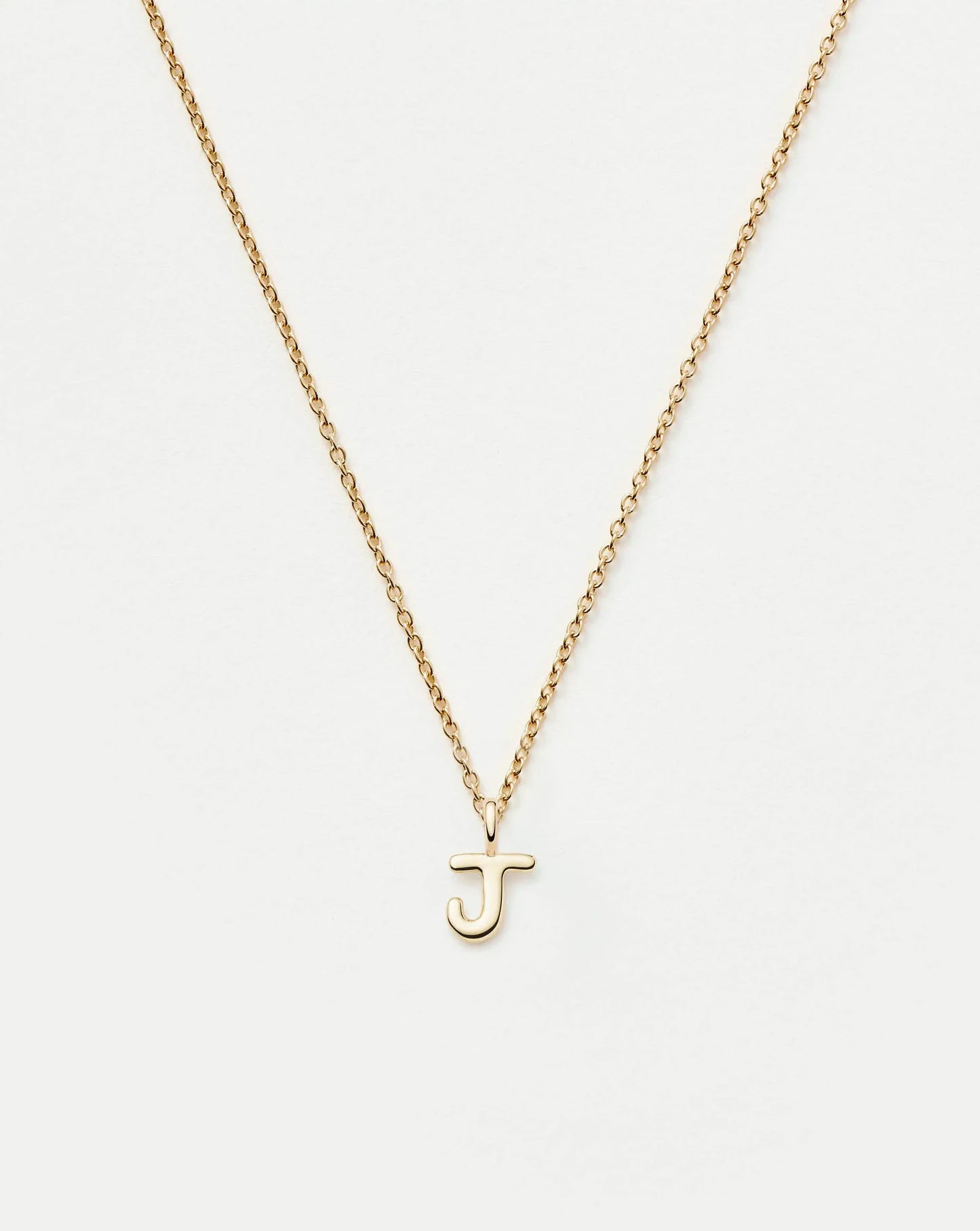 Solid Gold Initial Mini Pendant Necklace - J