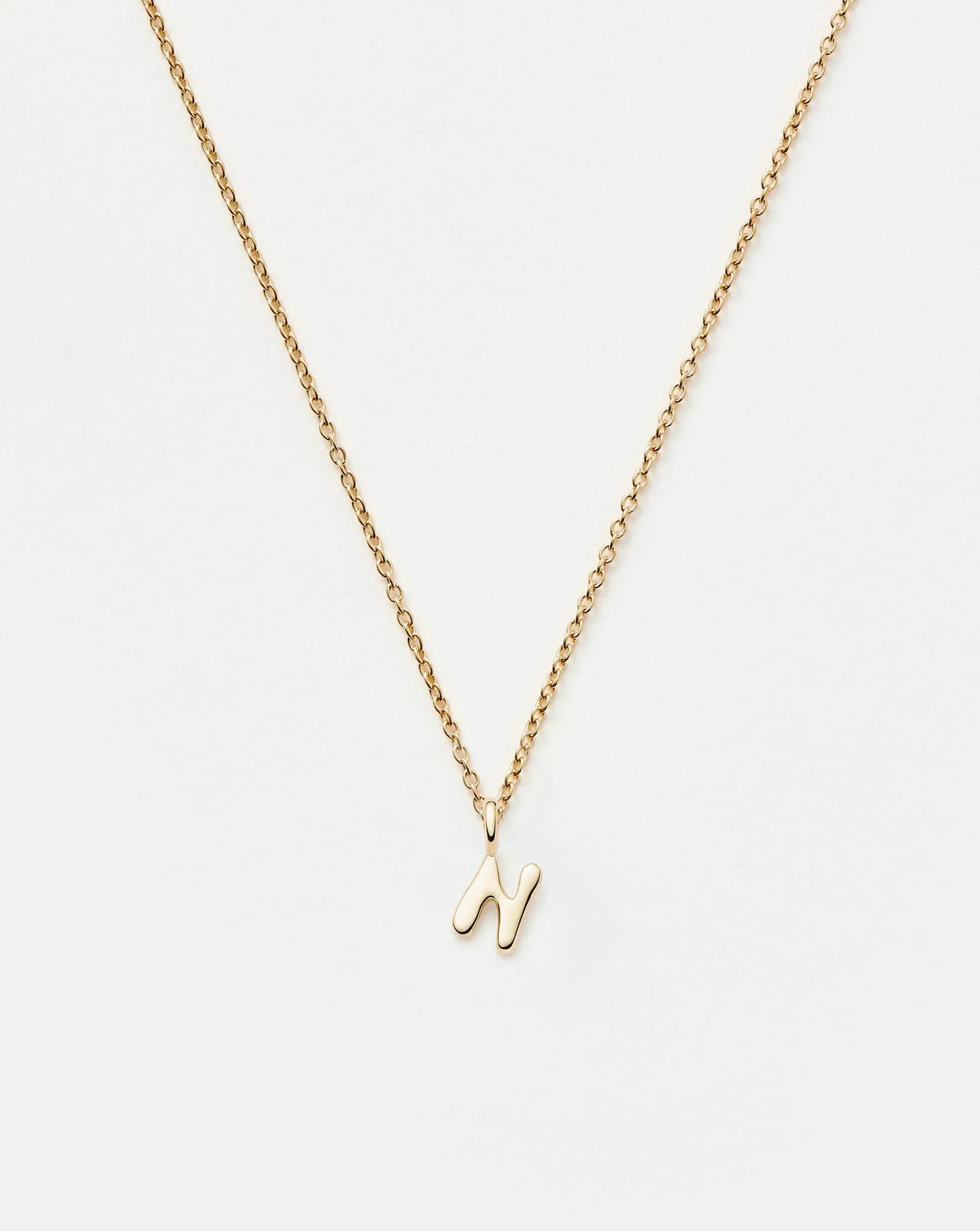Solid Gold Initial Mini Pendant Necklace - N