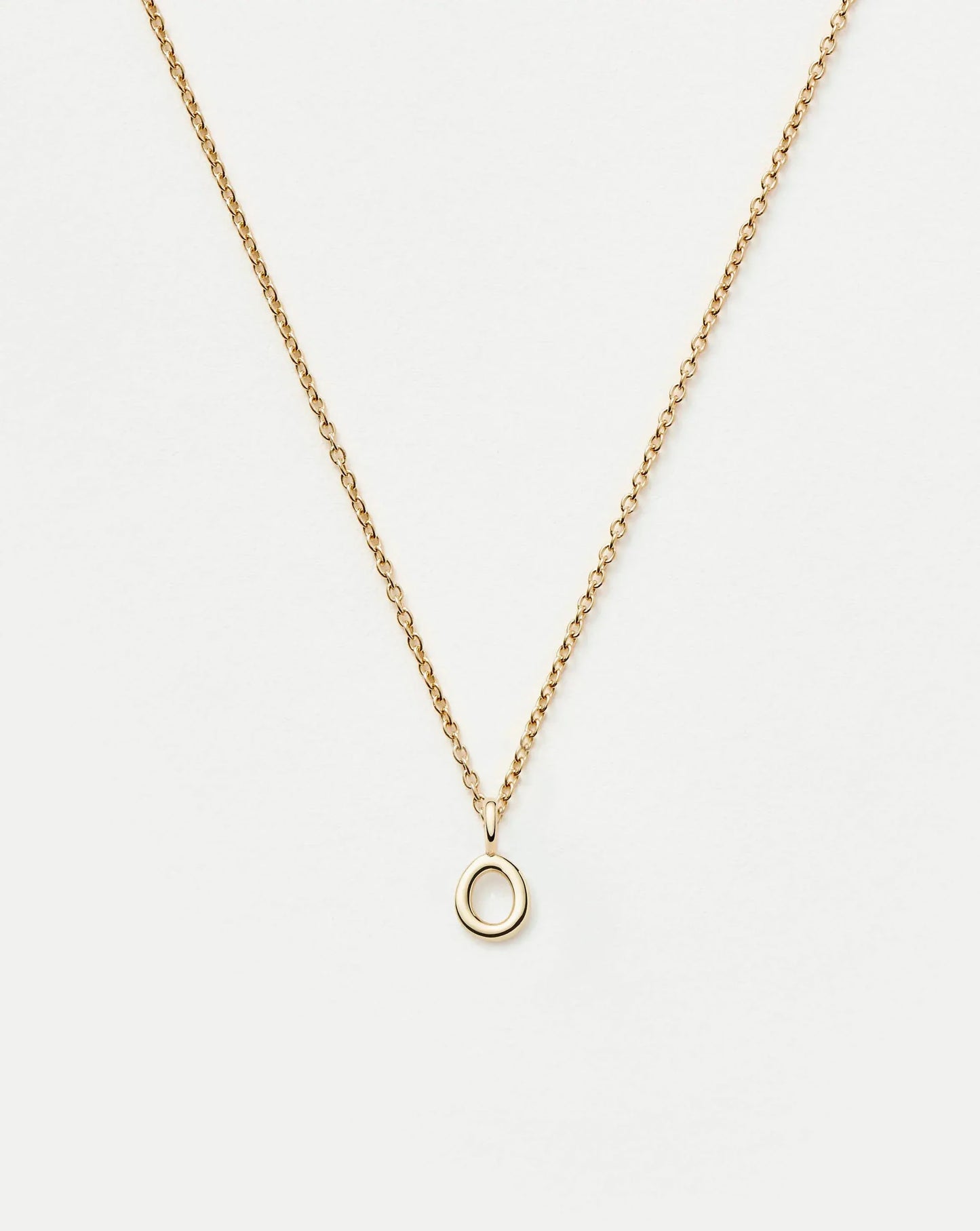 Solid Gold Initial Mini Pendant Necklace - O
