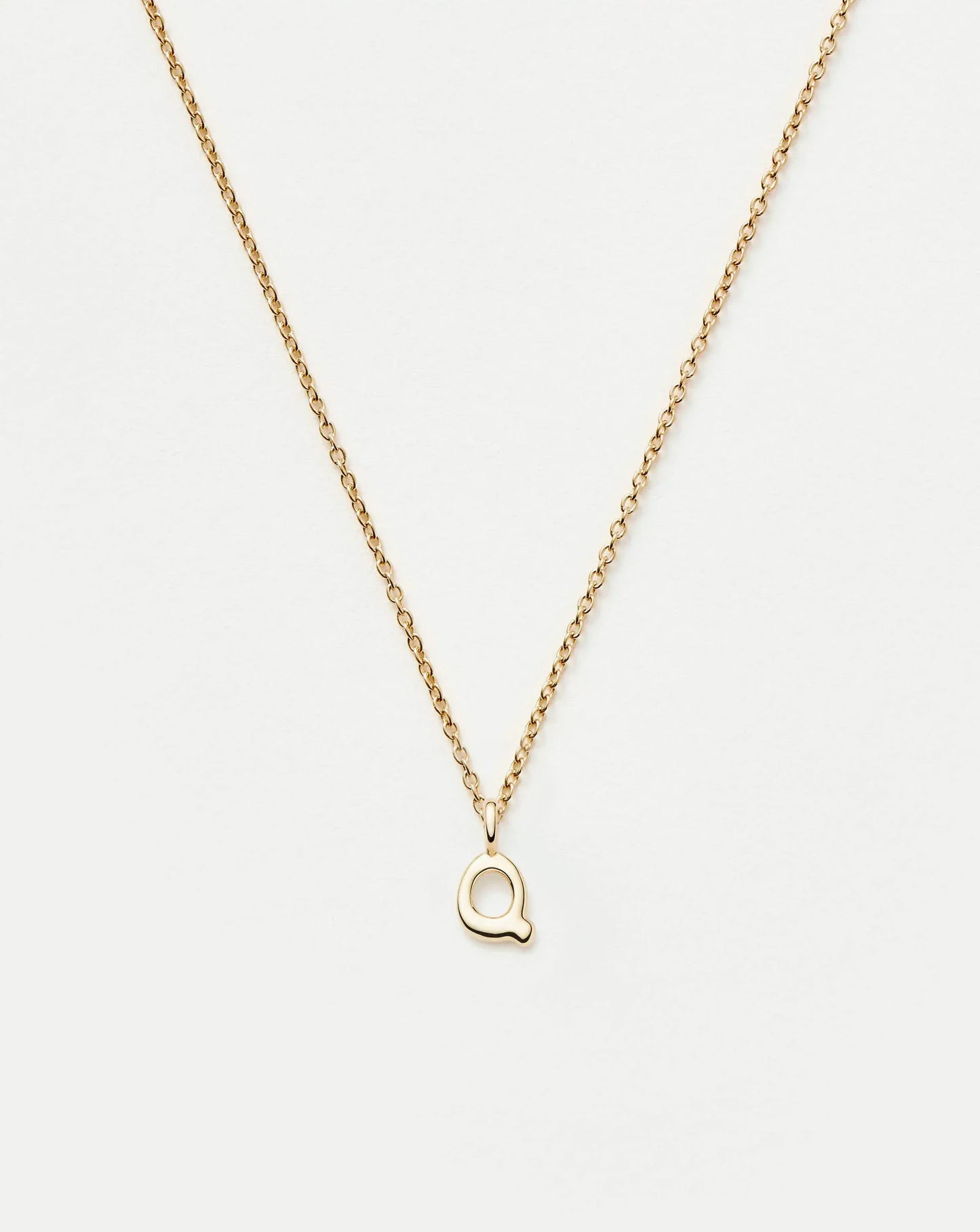Solid Gold Initial Mini Pendant Necklace - Q