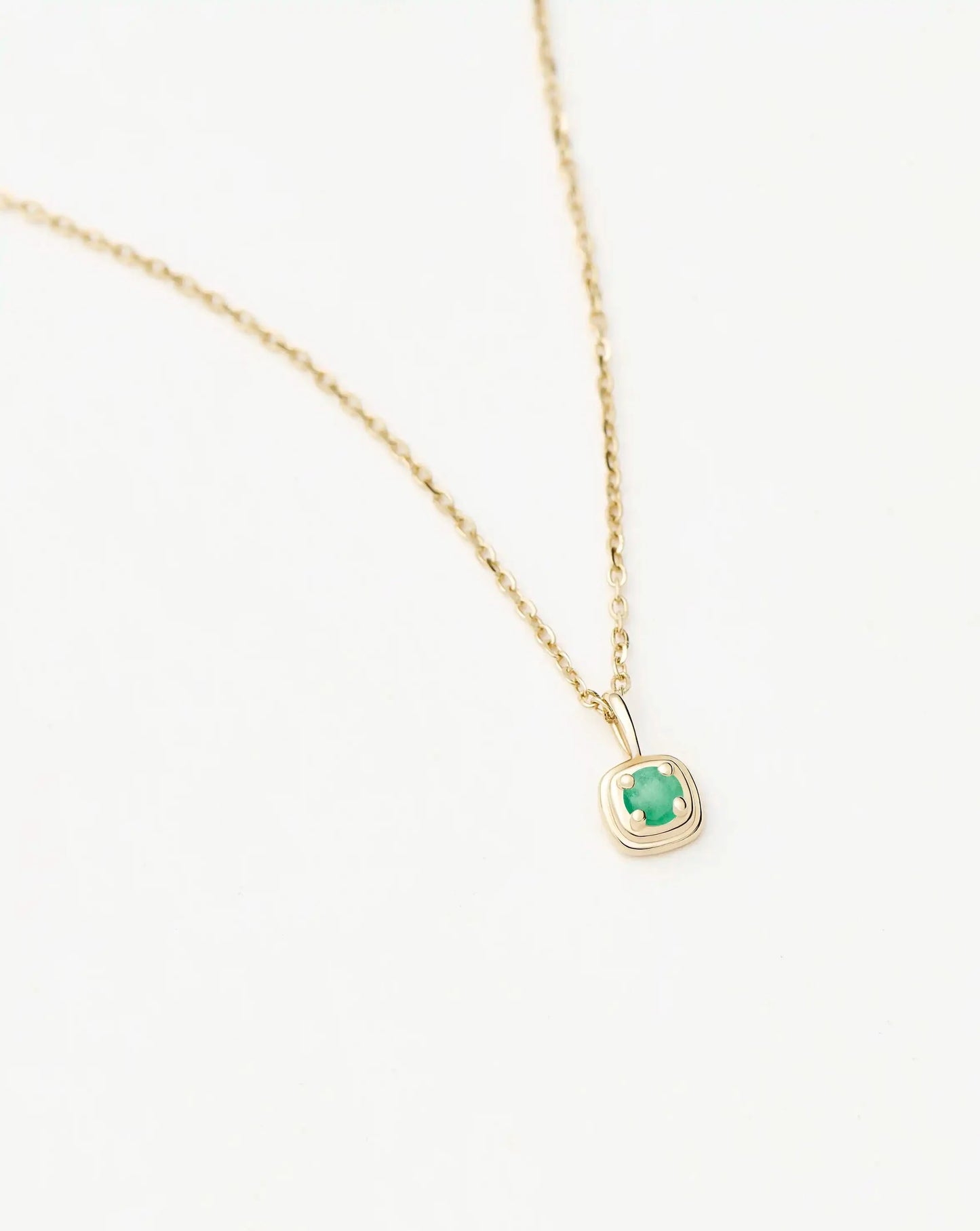 Solid Gold May Birthstone Pendant Necklace