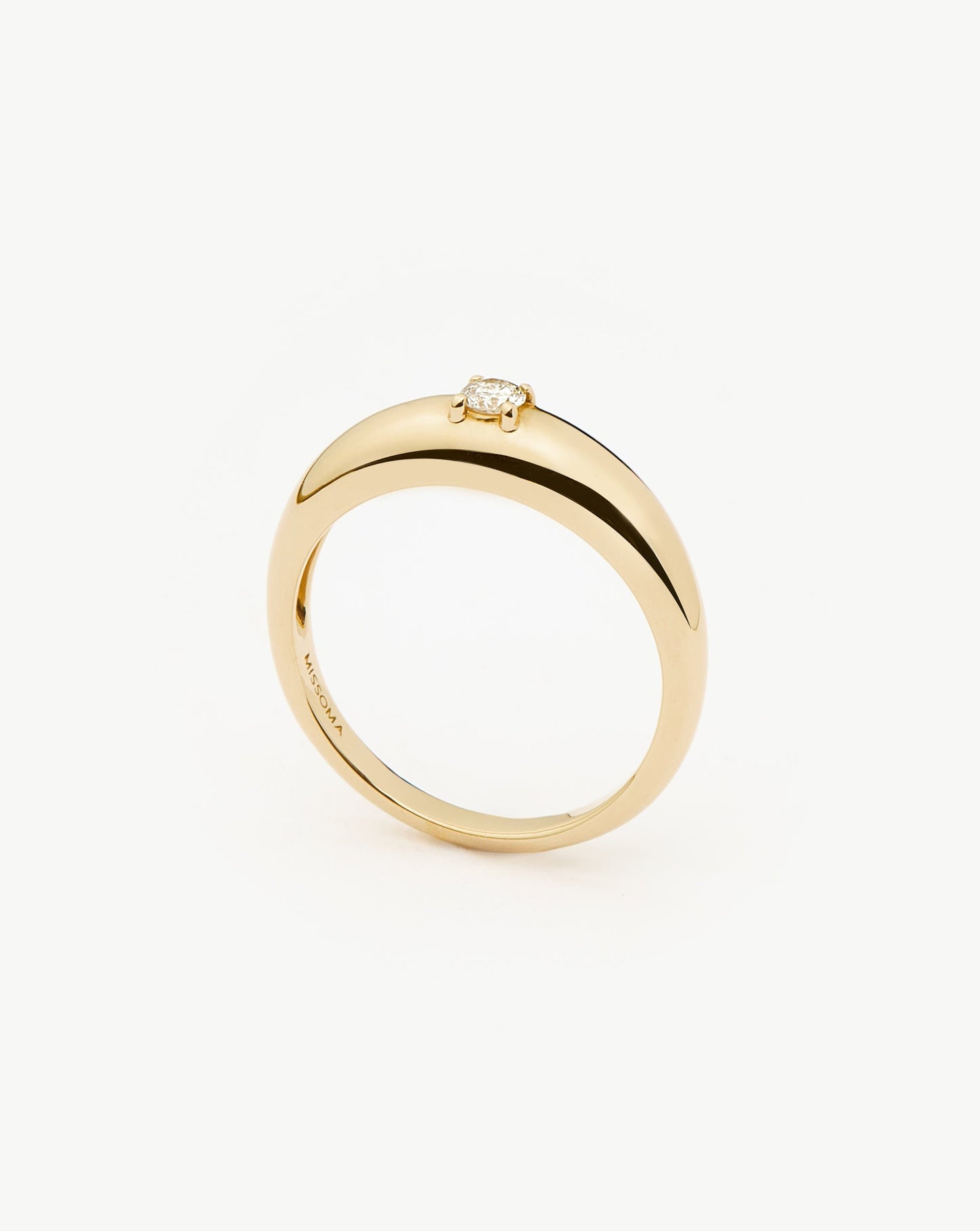 Solid Gold Single Diamond Classic Dome Ring