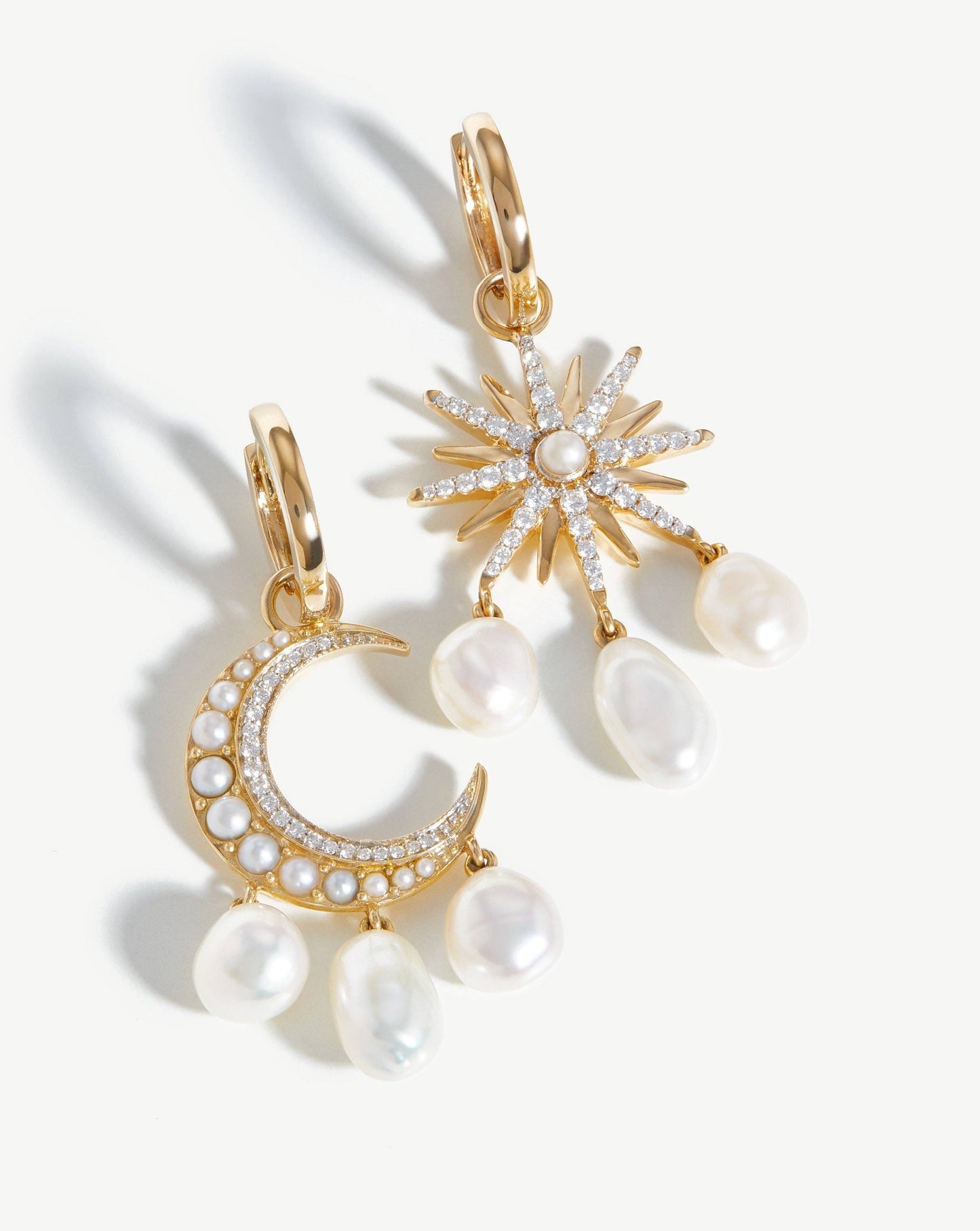 Harris Reed Solid Gold Moon Starlight Earrings