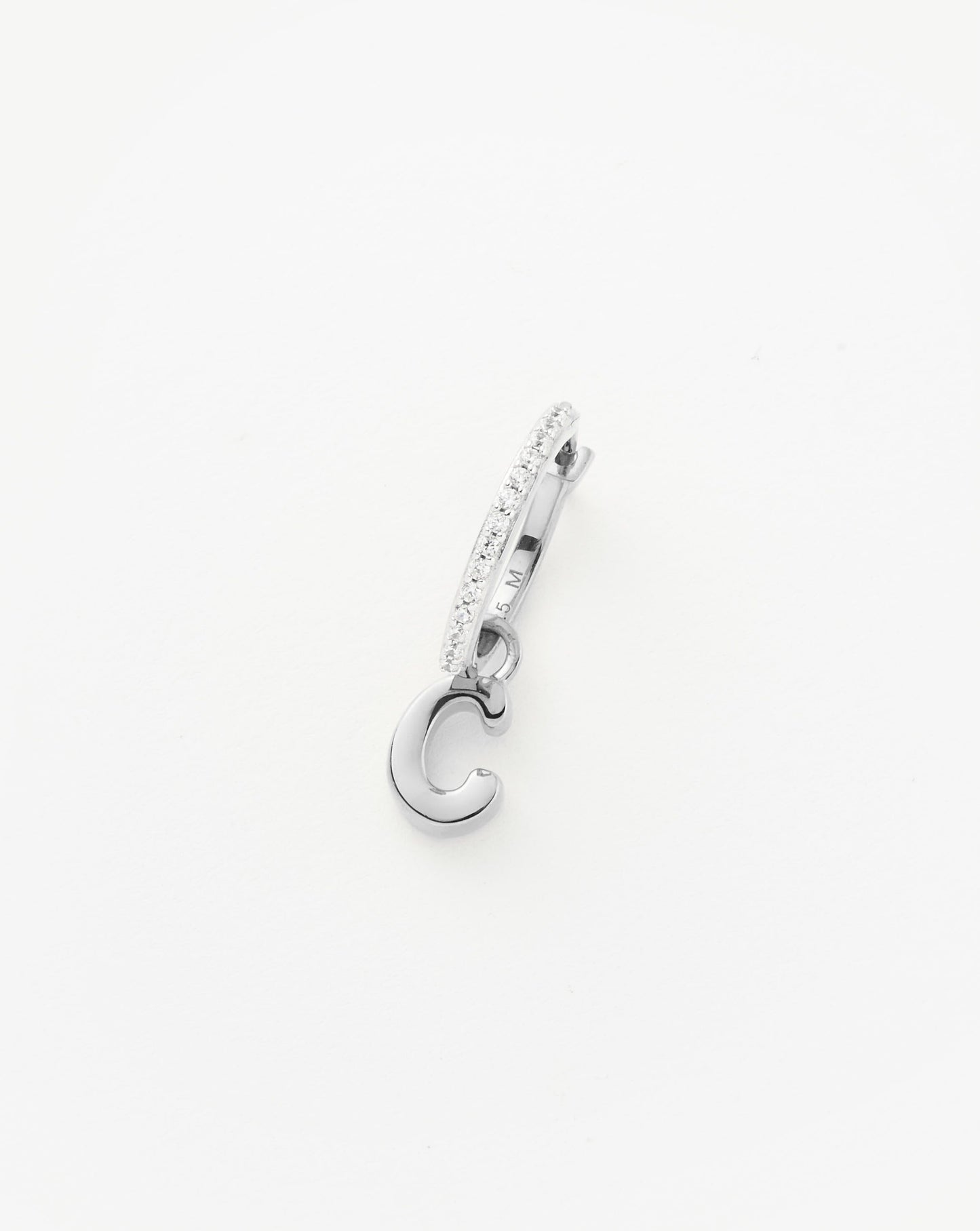 Initial Single Charm Hoop Earring - Initial C