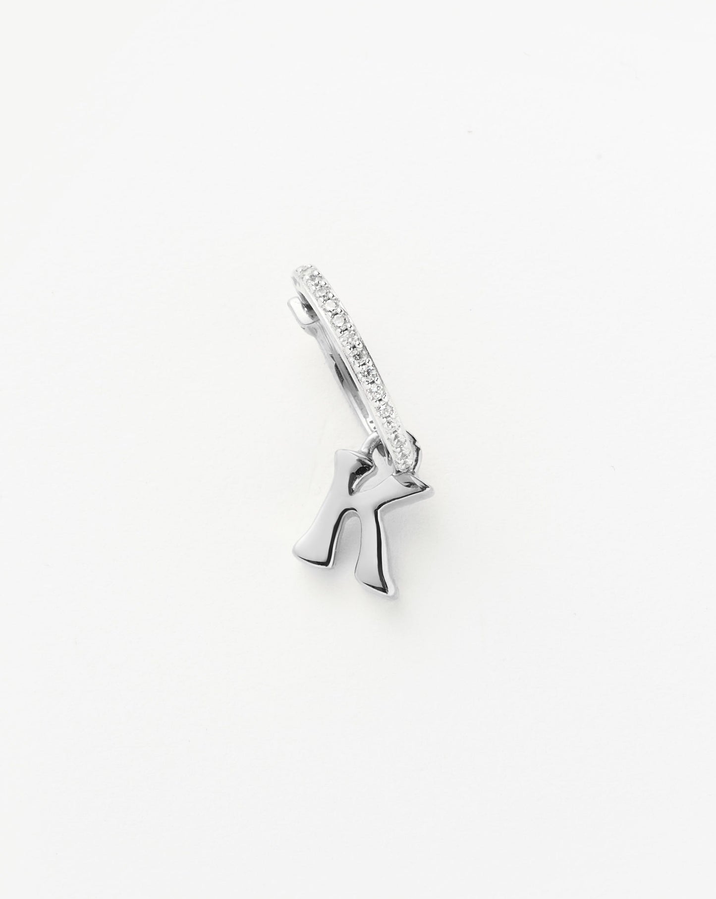 Initial Single Charm Hoop Earring - Initial K