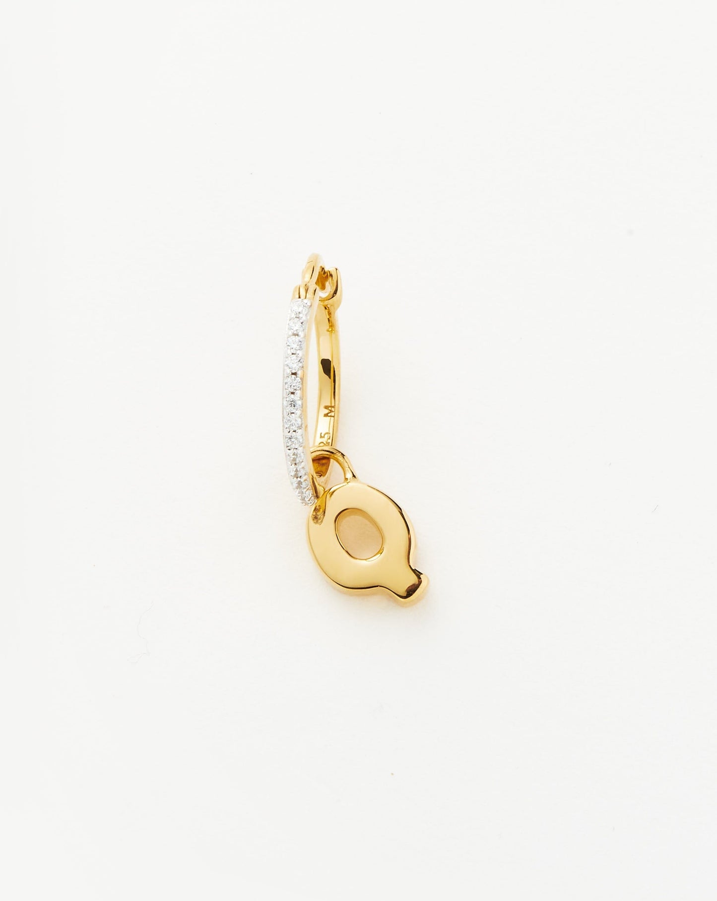 Initial Single Charm Hoop Earring - Initial Q