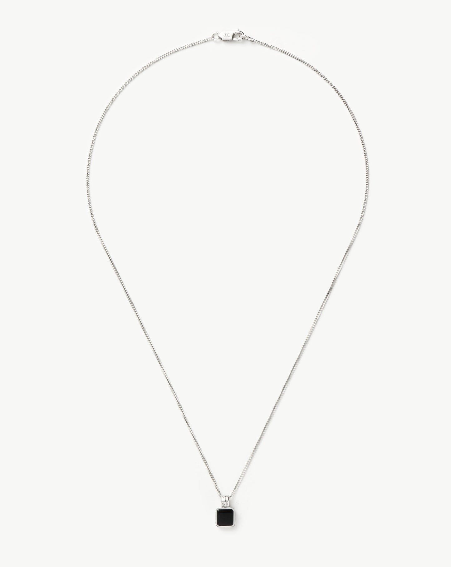 Mens Lucy Williams Square Black Onyx Pendant Necklace