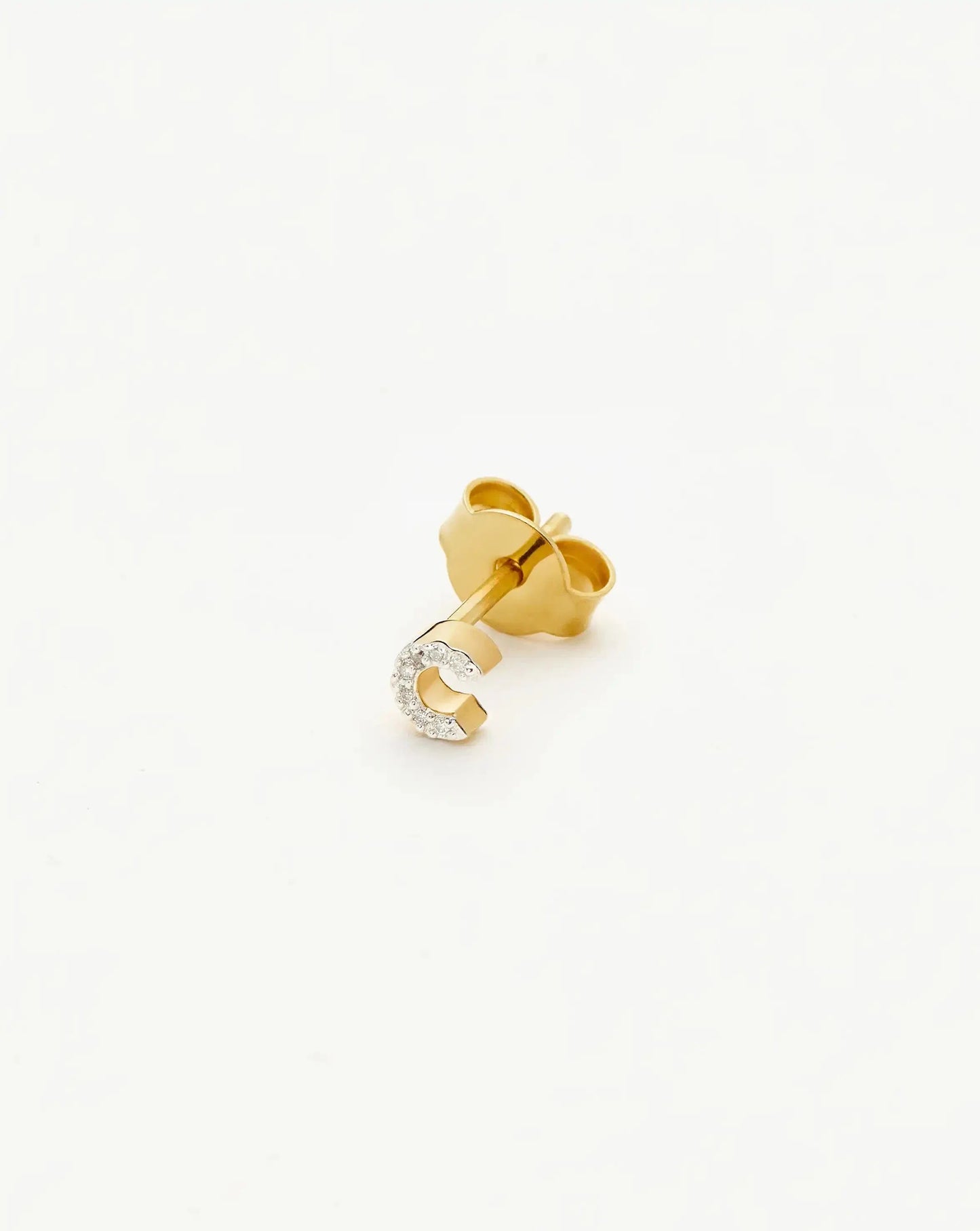 Pave Initial Single Stud Earring - Initial C