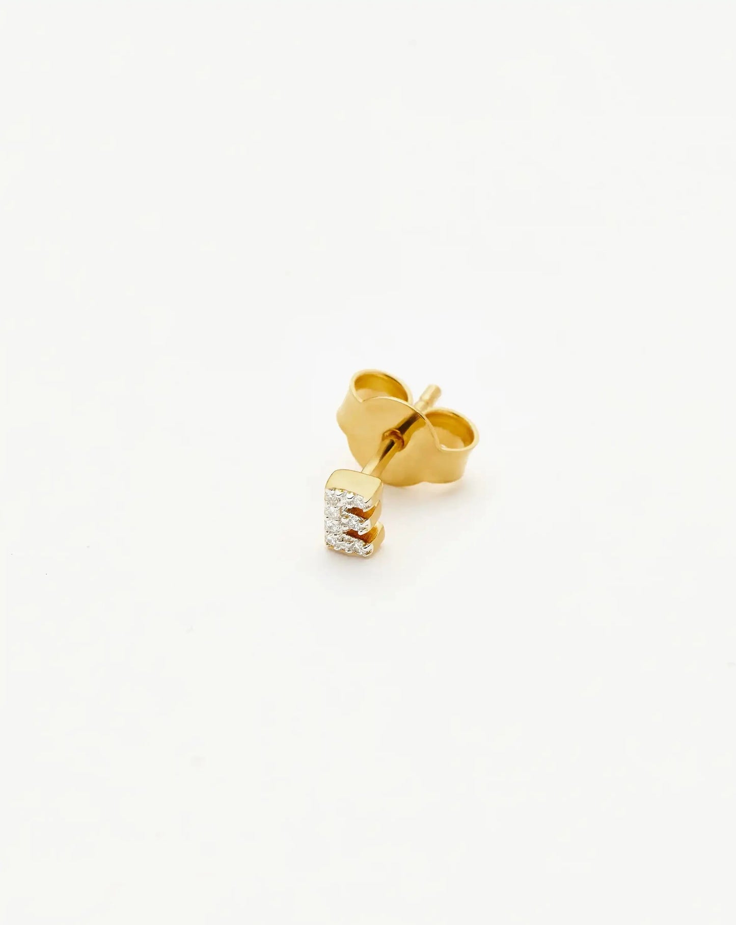 Pave Initial Single Stud Earring - Initial E