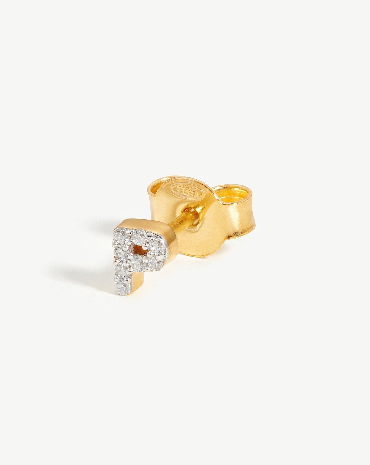 Pave Initial Single Stud Earring - Initial P