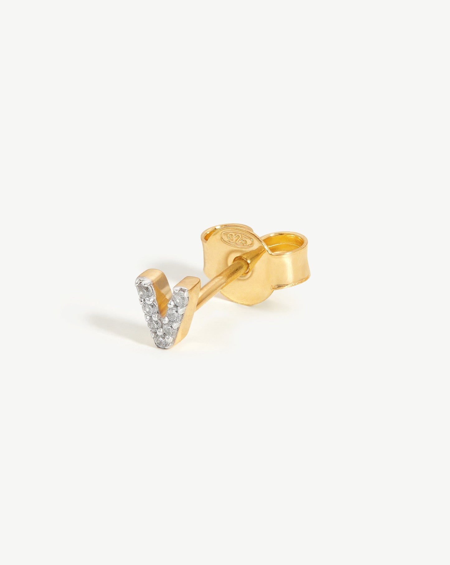 Pave Initial Single Stud Earring - Initial V
