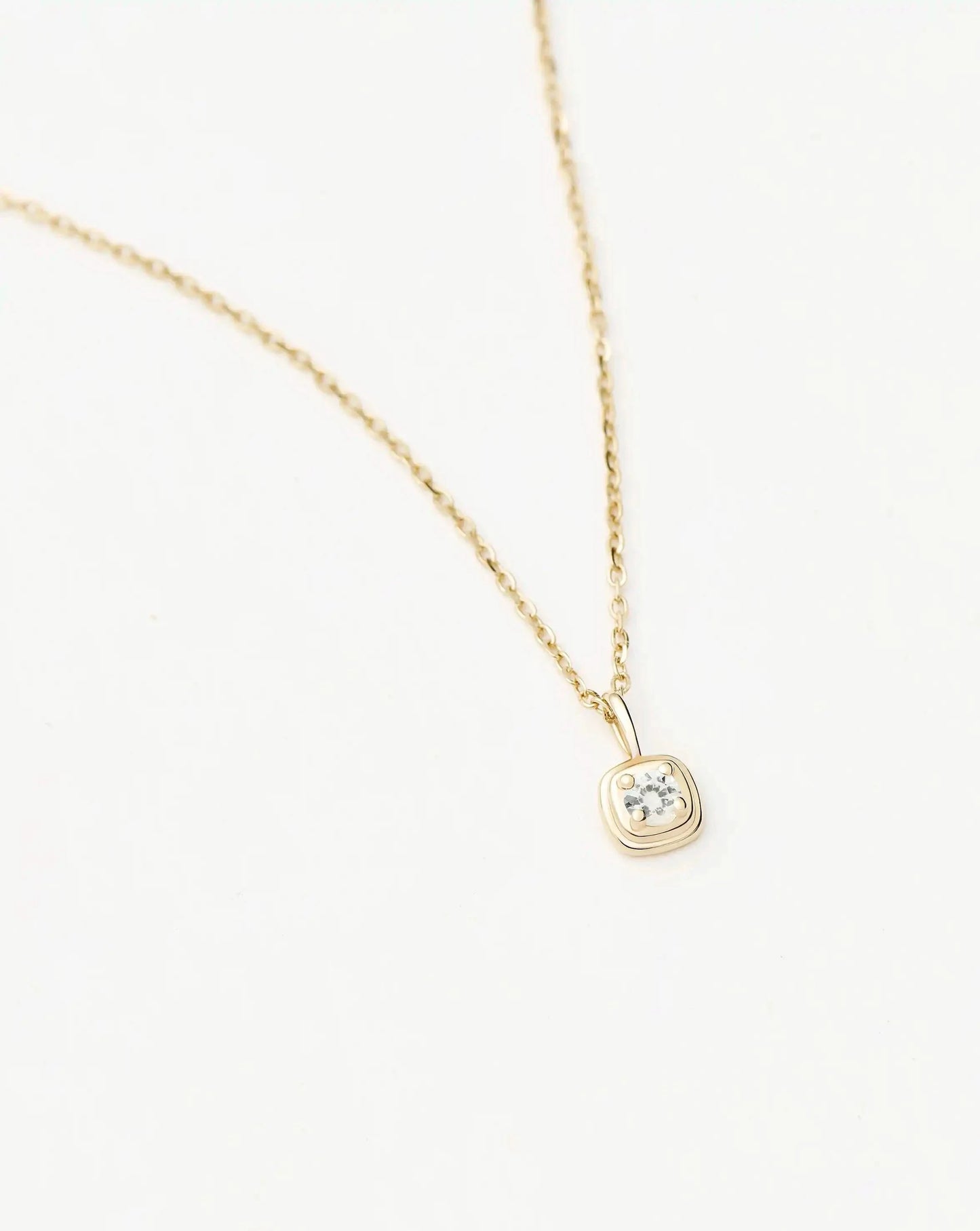 Solid Gold April Birthstone Pendant Necklace