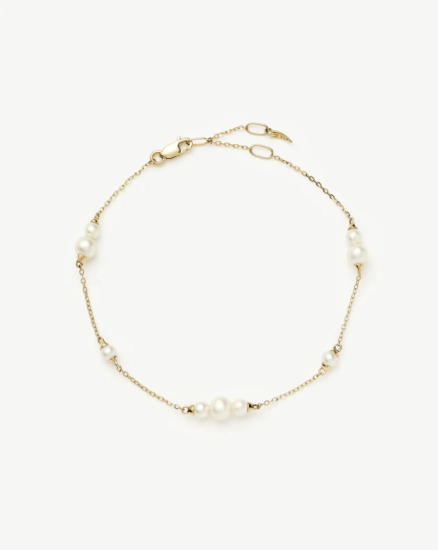 Solid Gold Pearl Chain Bracelet