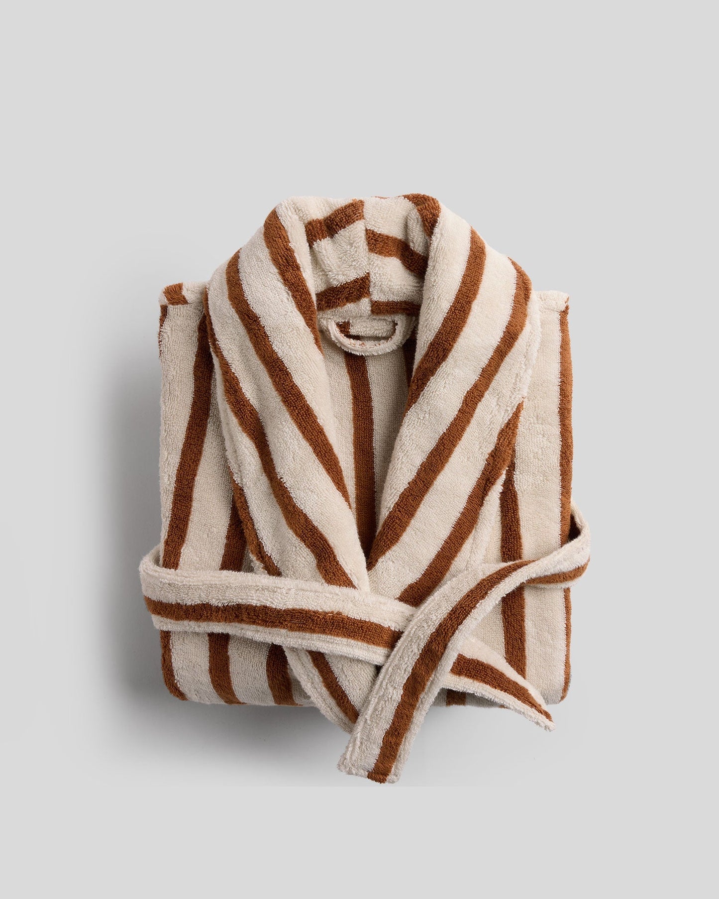 Terry Stripe Robe (Bone and Tobacco)
