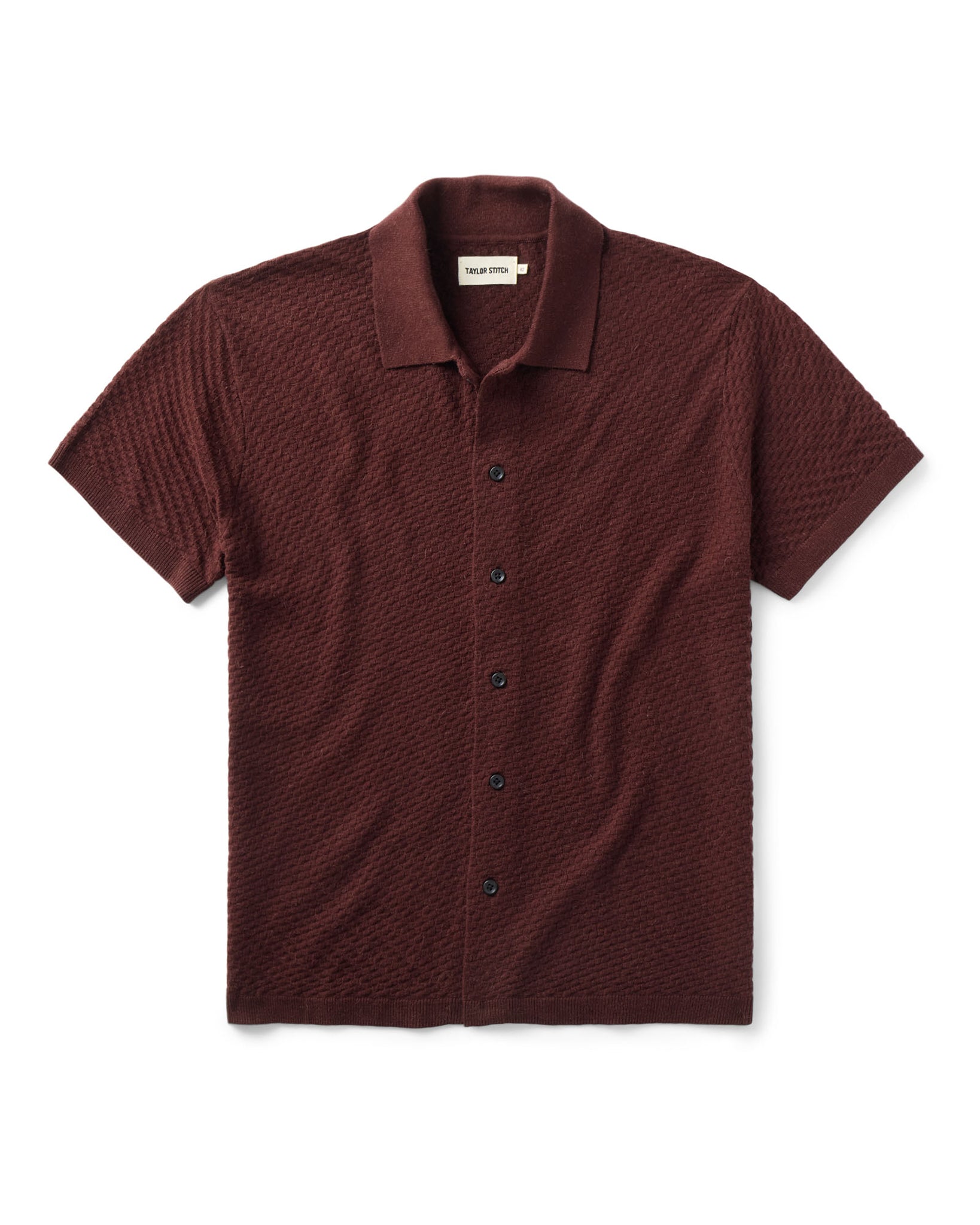 The Arlo Sweater Polo in Burgundy Texture Knit