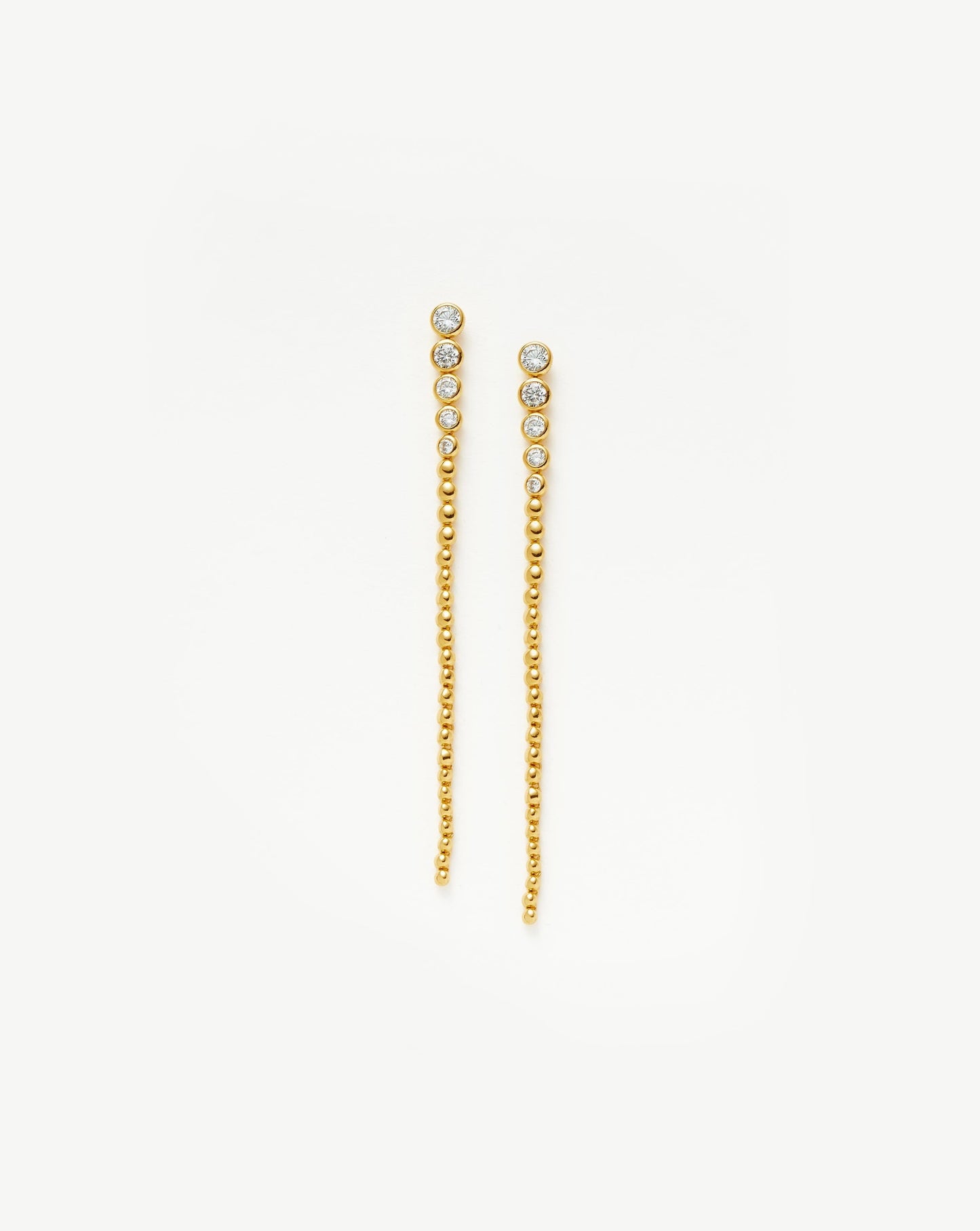 Tennis Beaded Stone Extra Long Drop Earrings