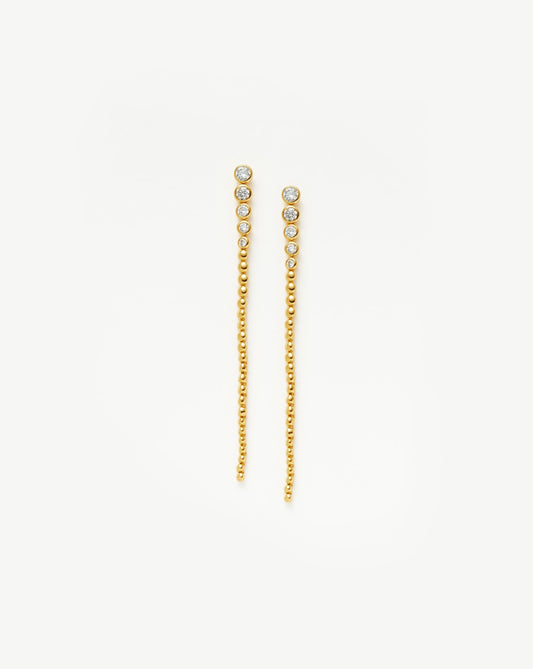 Tennis Beaded Stone Extra Long Drop Earrings