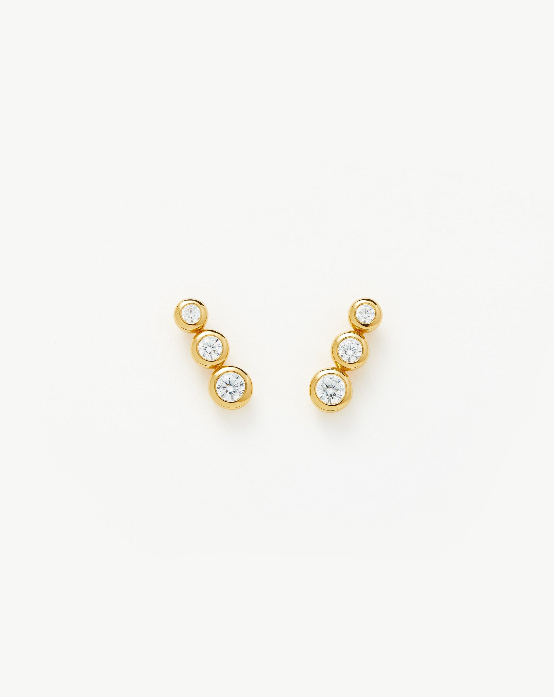 Triple Stone Stud Earrings
