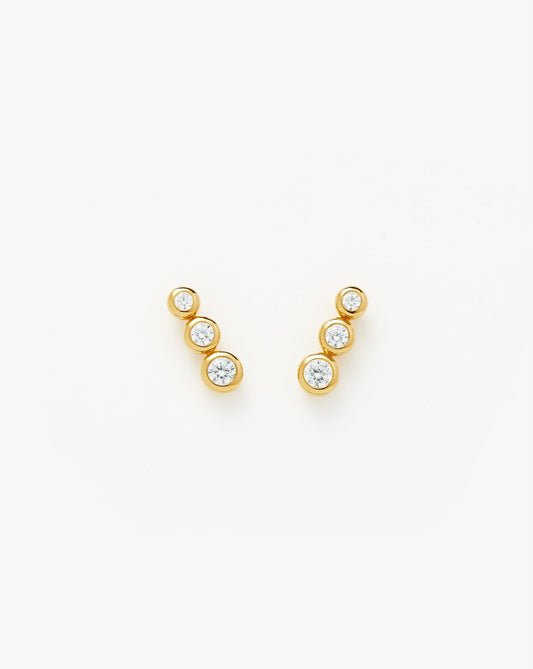 Triple Stone Stud Earrings