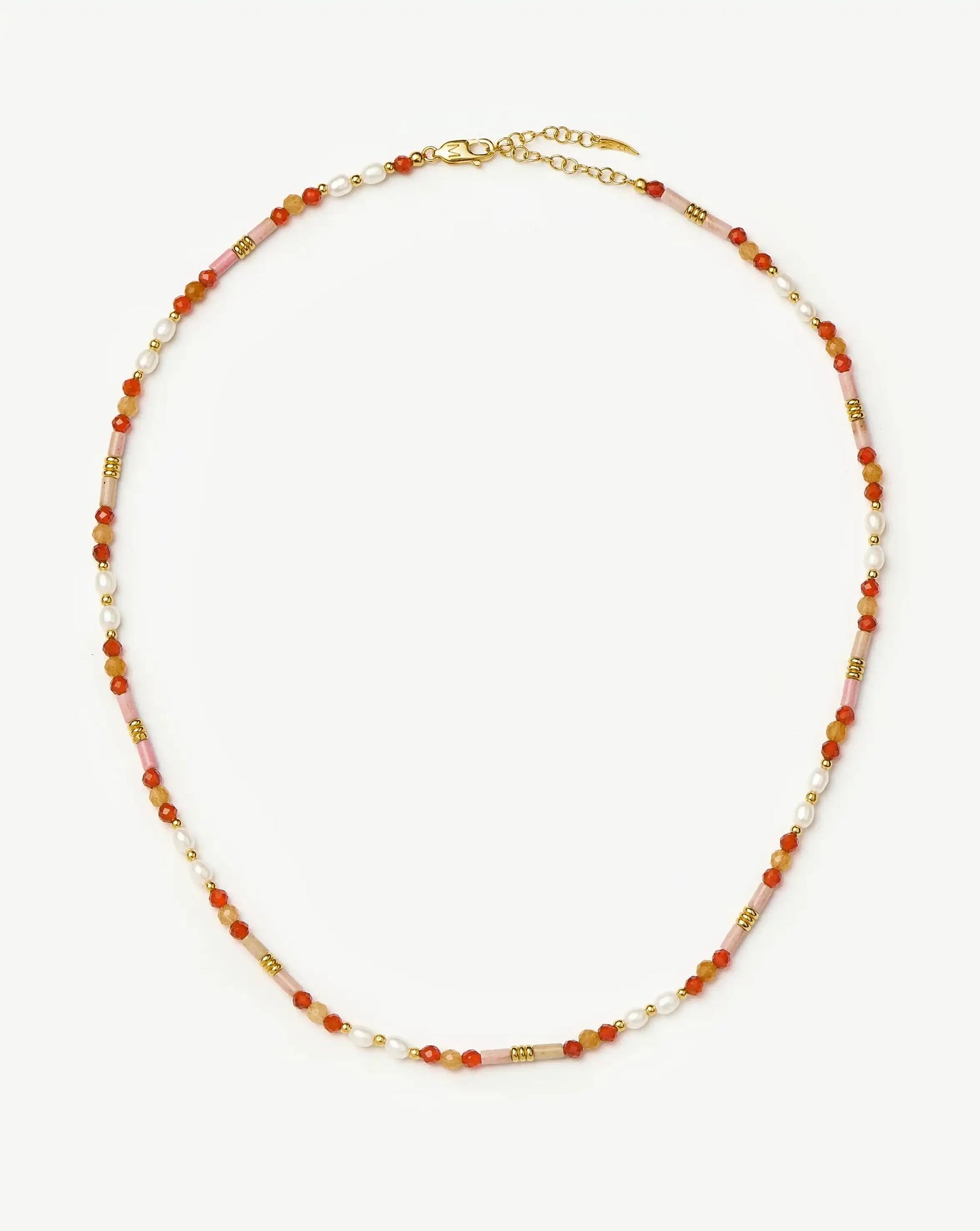 Beaded Gemstone & Pearl Short Necklace