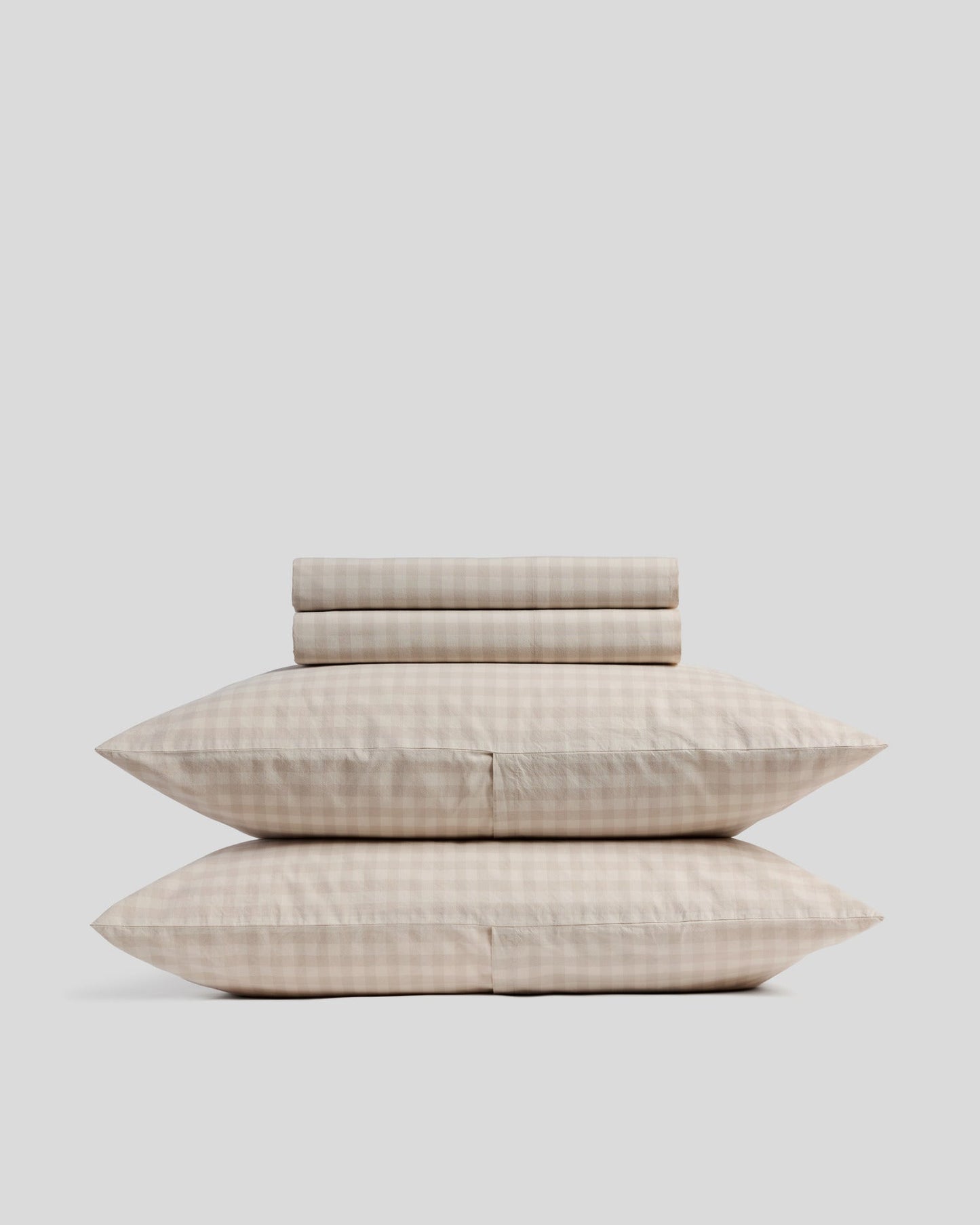 Brushed Cotton Sheet Set - Bone Check K/CK