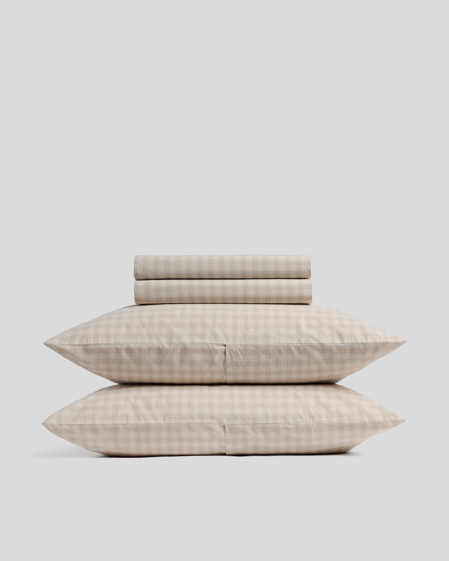 Brushed Cotton Sheet Set - Bone Check K/CK