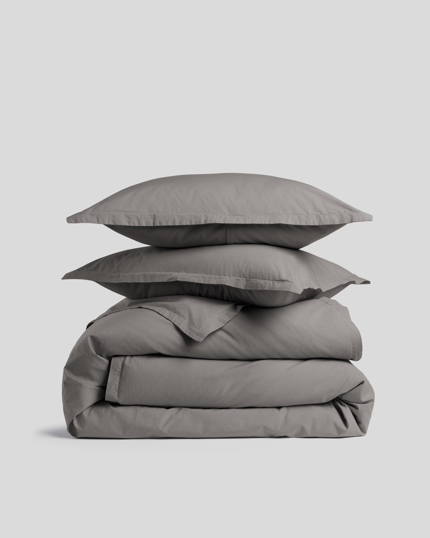 Brushed Cotton Duvet Cover Set - Pebble TW/XL