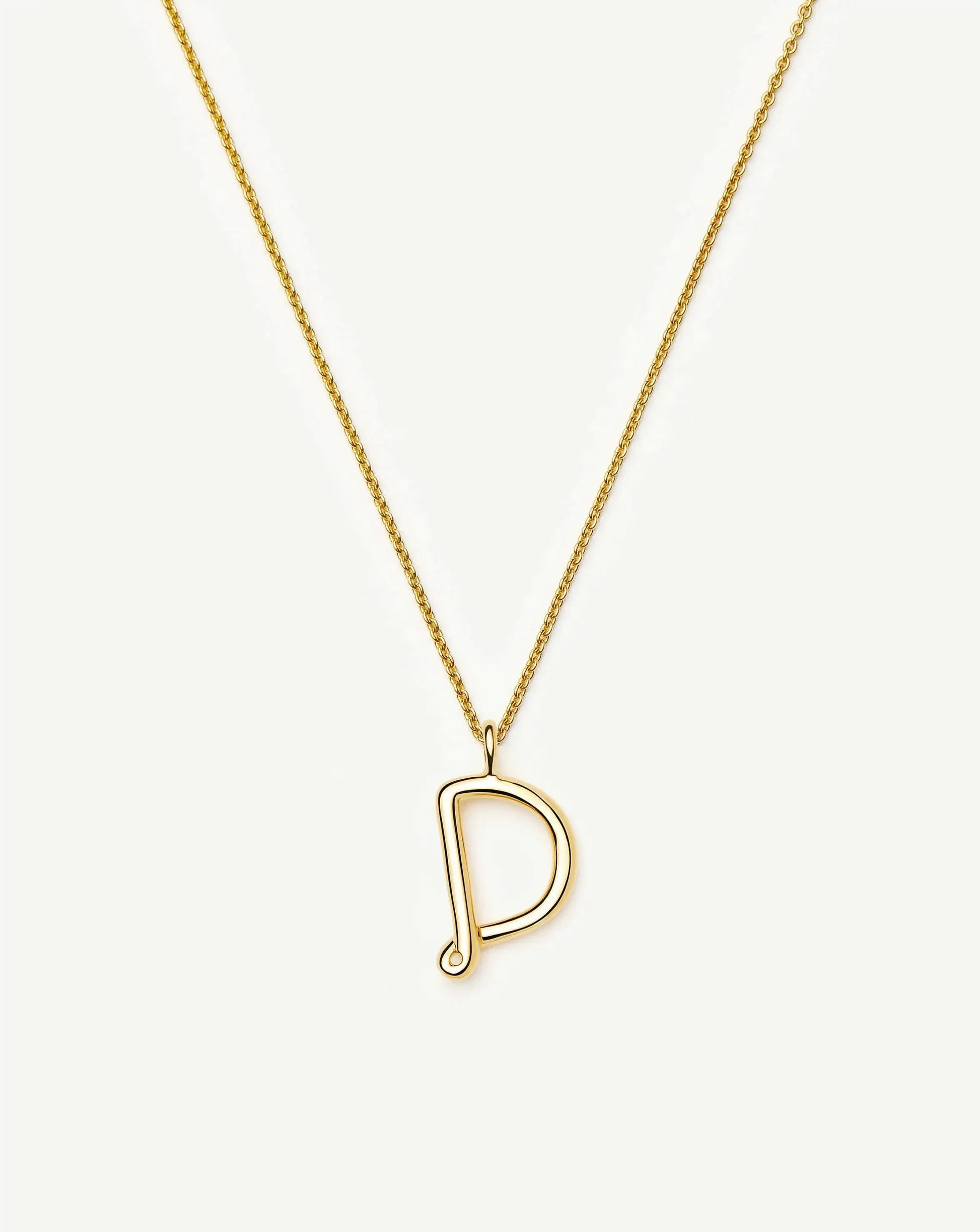 Curly Molten Initial Pendant Necklace - D