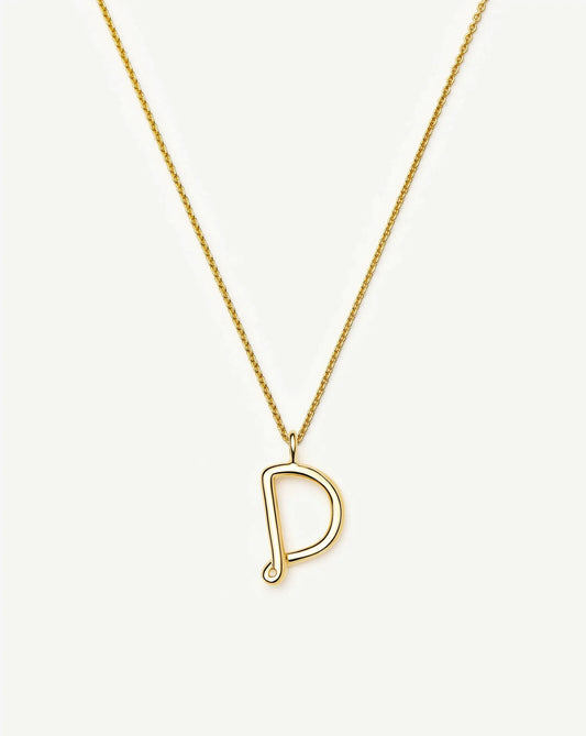 Curly Molten Initial Pendant Necklace - D