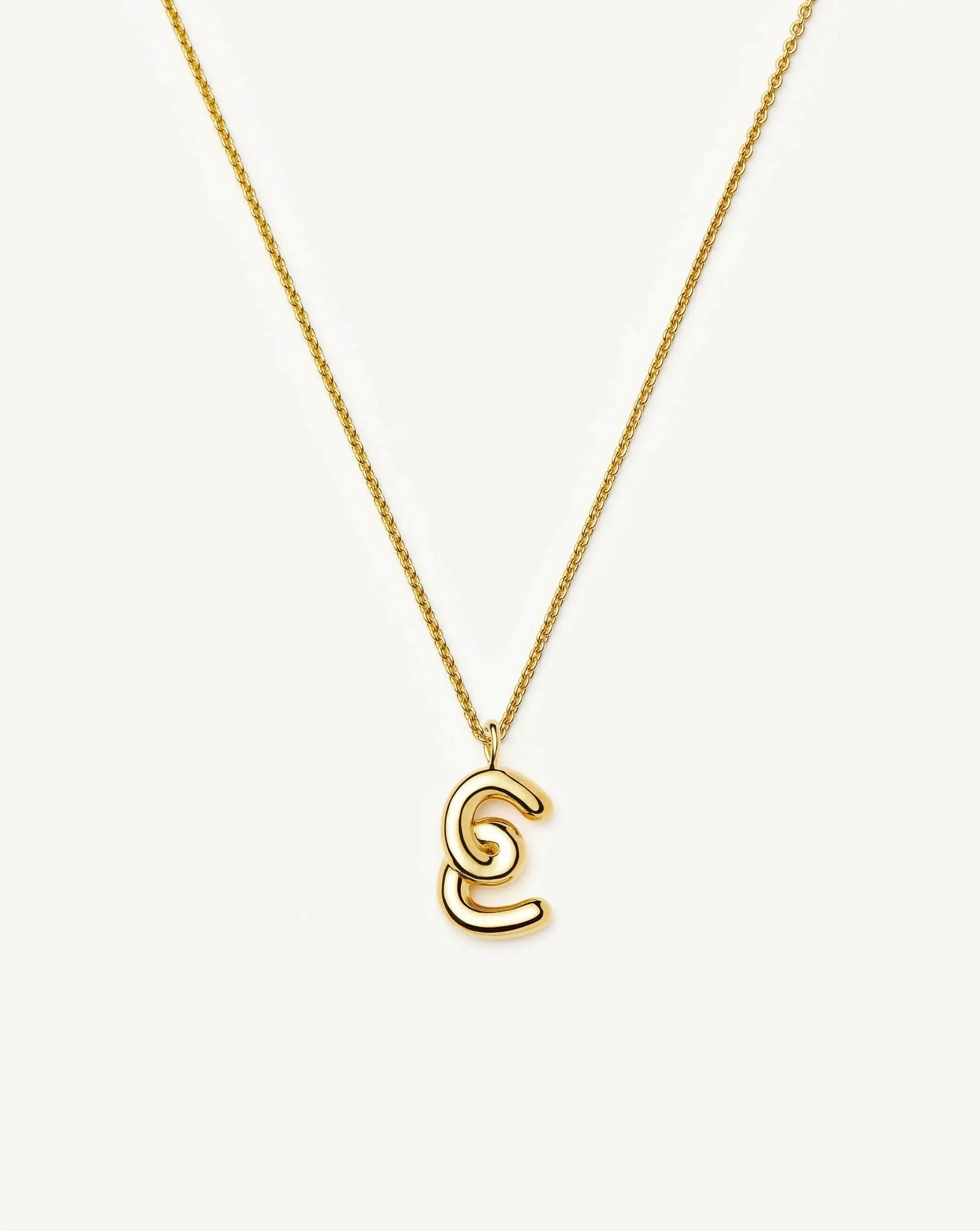 Curly Molten Initial Pendant Necklace - E