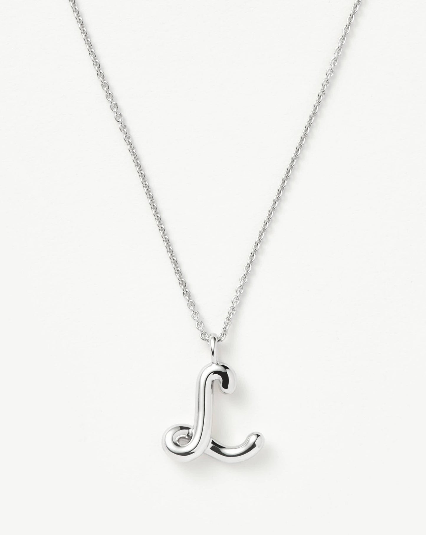 Curly Molten Initial Pendant Necklace - L