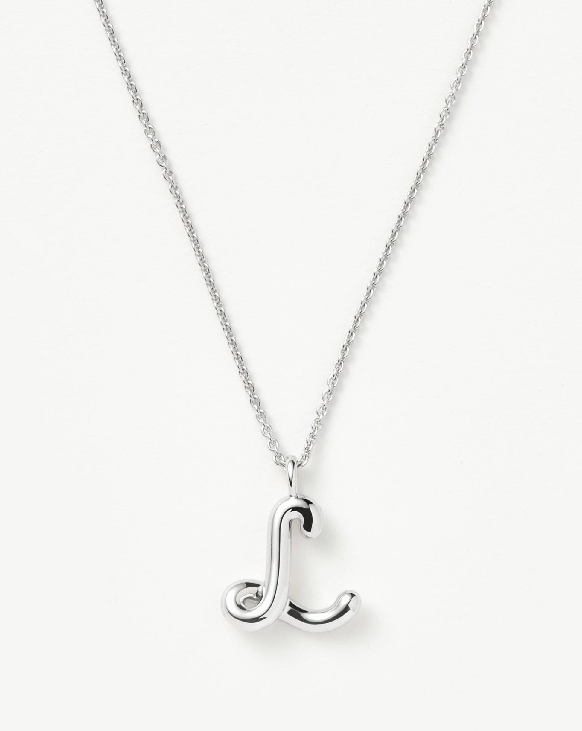 Curly Molten Initial Pendant Necklace - L