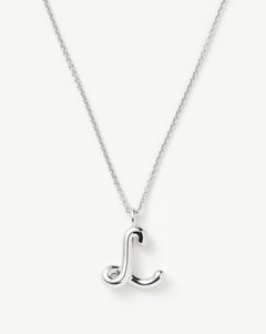 Curly Molten Initial Pendant Necklace - L