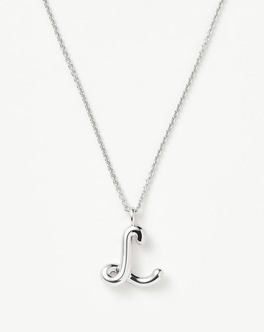 Curly Molten Initial Pendant Necklace - L