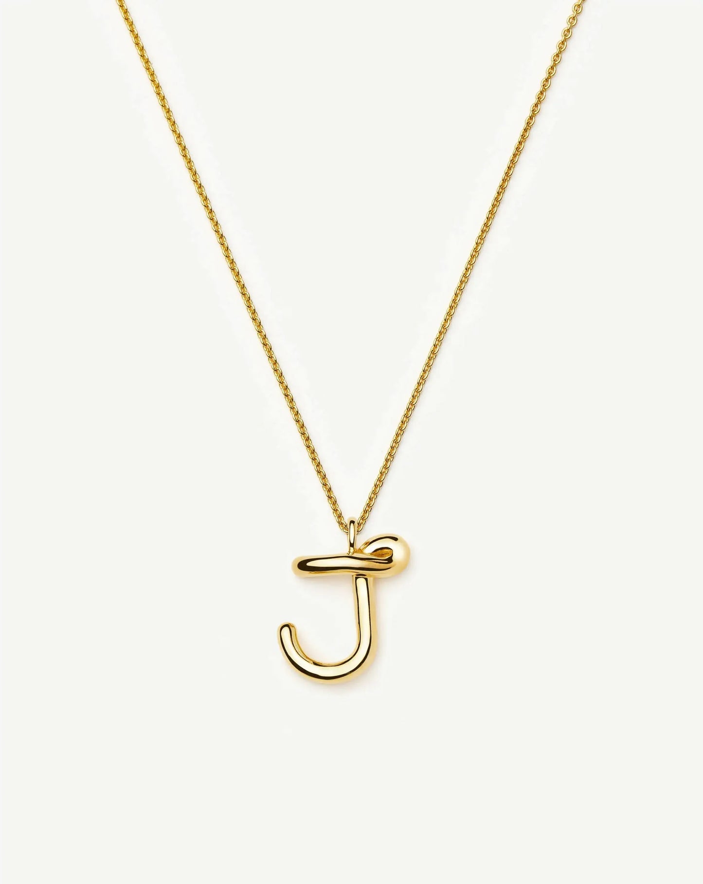 Curly Molten Initial Pendant Necklace - J