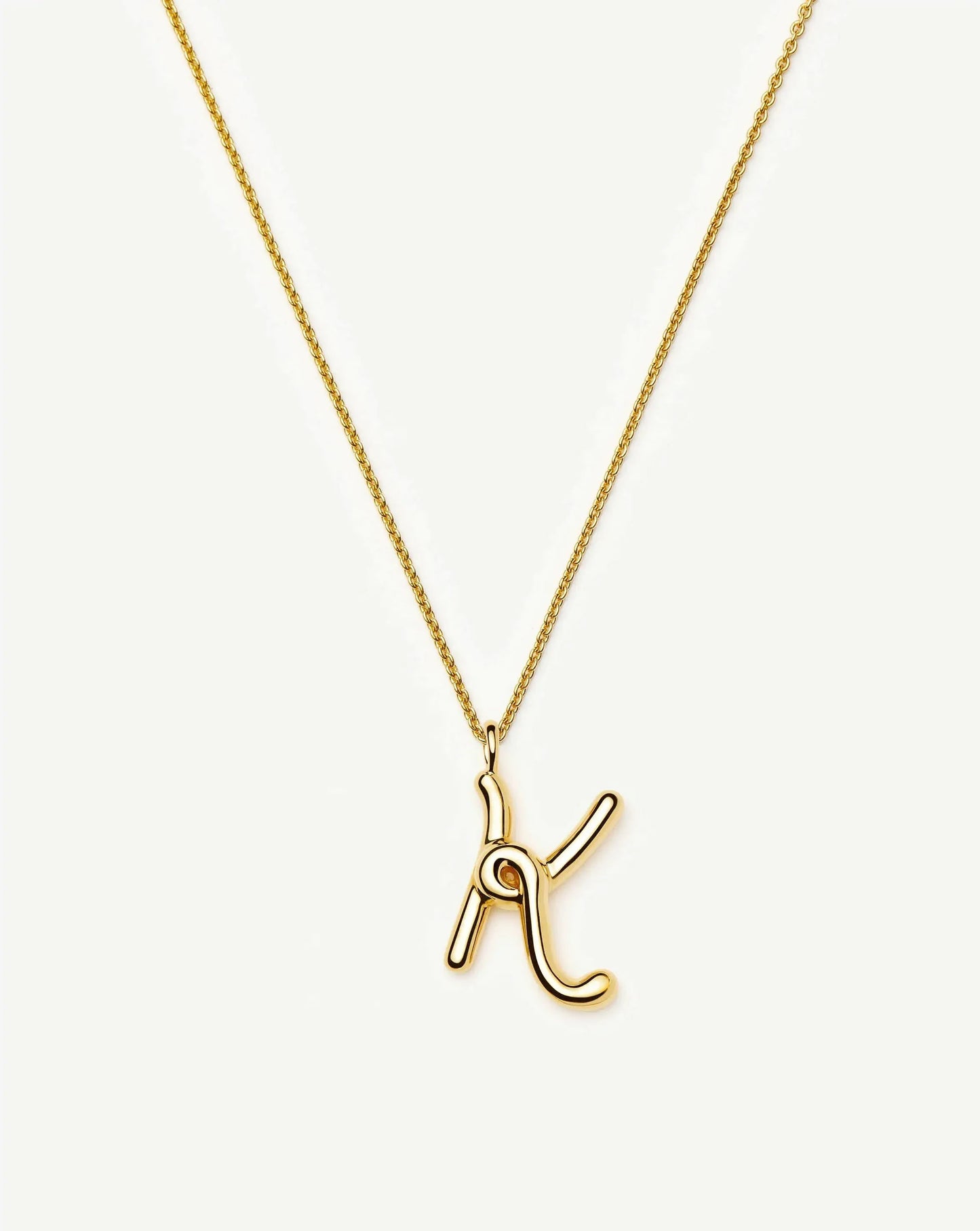 Curly Molten Initial Pendant Necklace - K