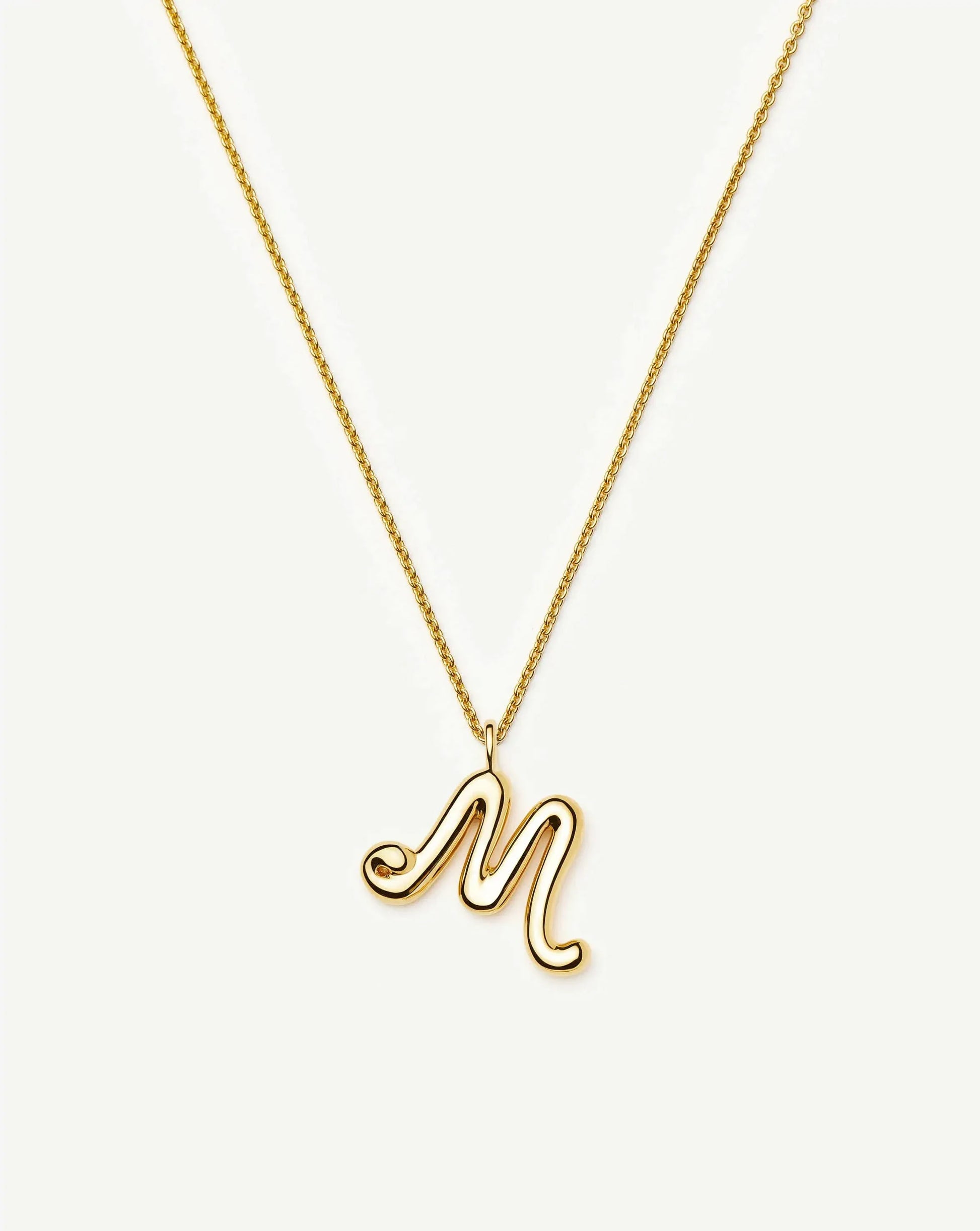 Curly Molten Initial Pendant Necklace - M